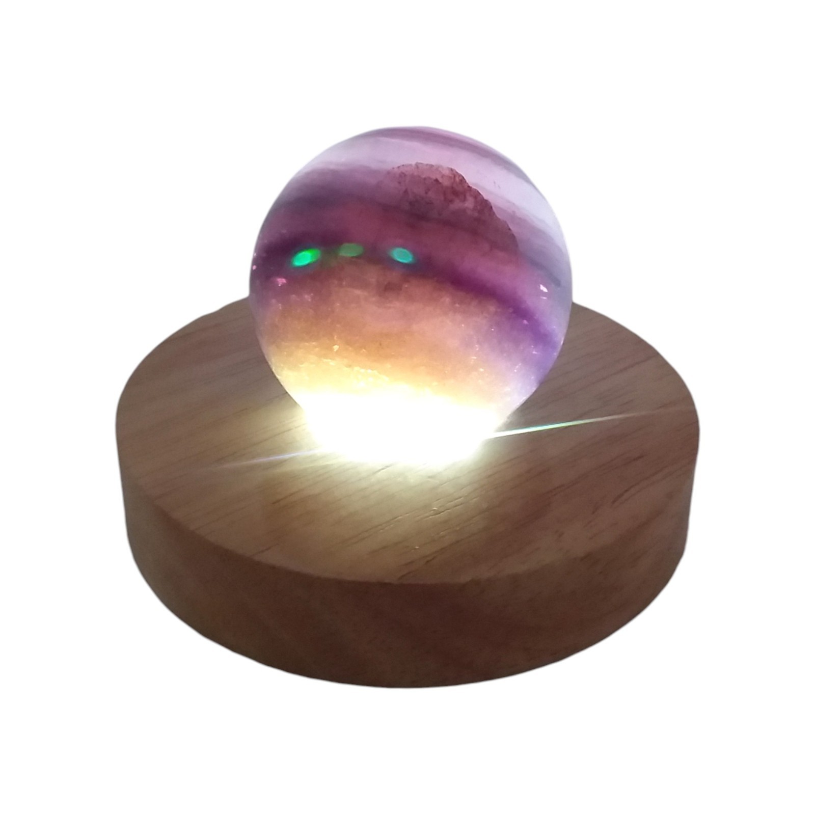 Silky Fluorite, 2 in, sphere, lighted, specimen, display, #R-3912