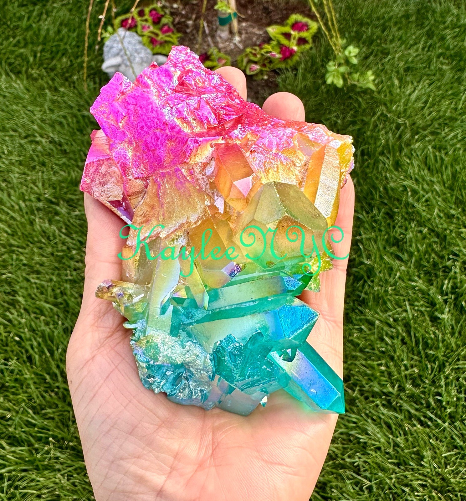 Wholesale Lot 6-7 PCs Mix Aura Lemurian Quartz Cluster Raw Crystal Nice Quality