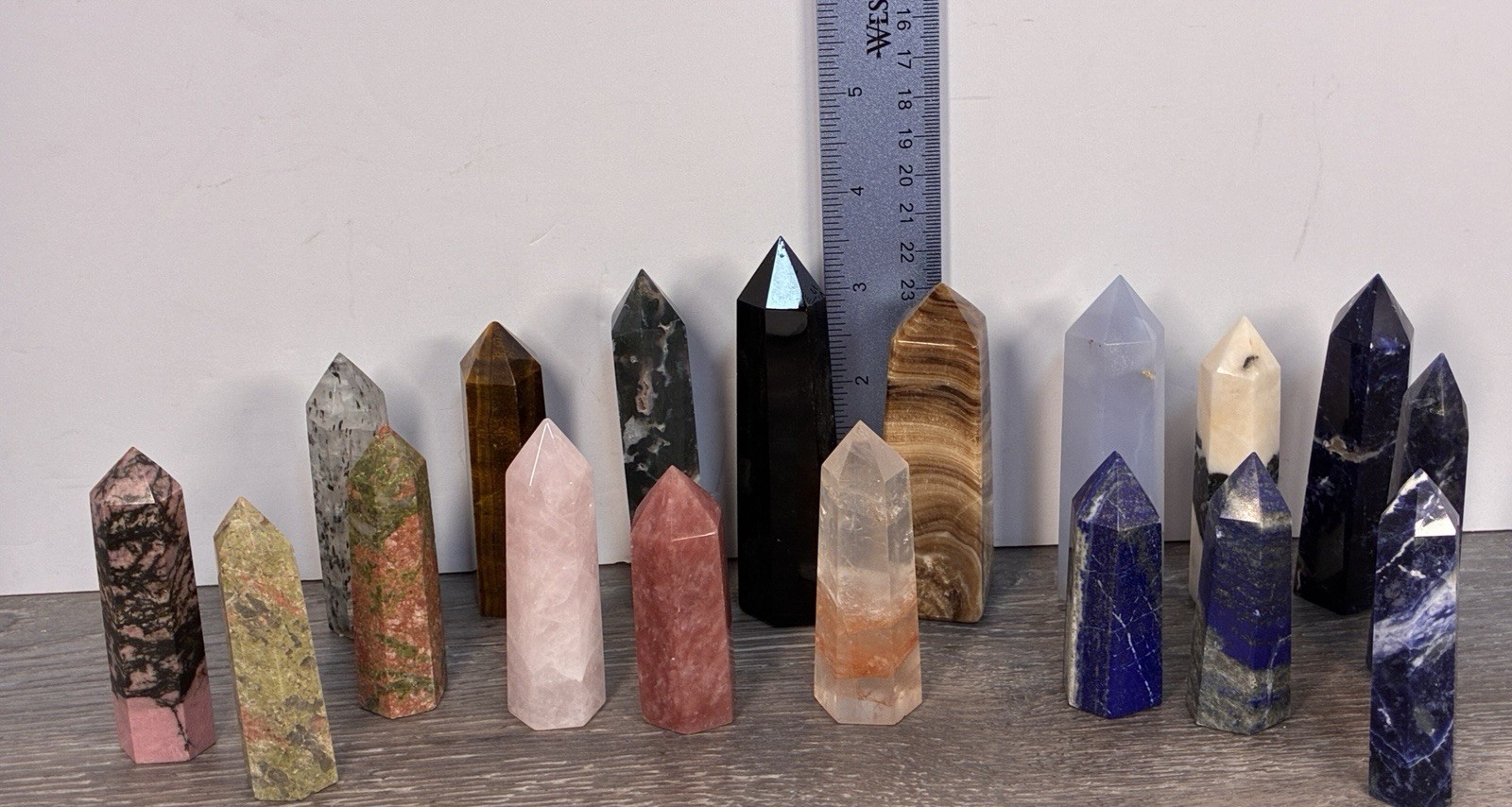 Obelisk Crystals Towers Chakras Point Healing 18 Pc Over 2 Lb Mixed Stone
