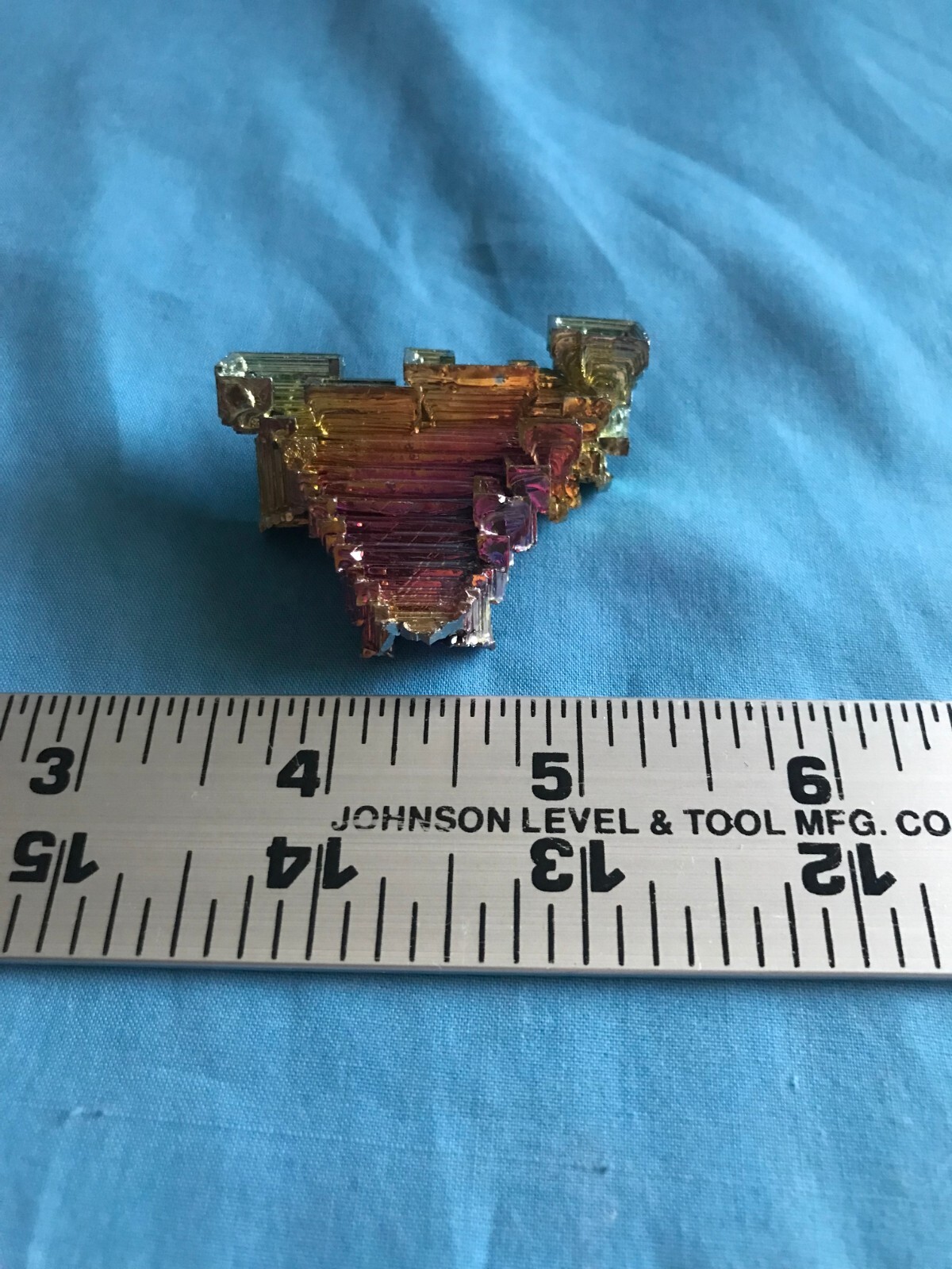 Pretty 1.51 Ounce 1-7/8” x 1-7/8” x 3/4” Piece of Rainbow Bismuth Crystals