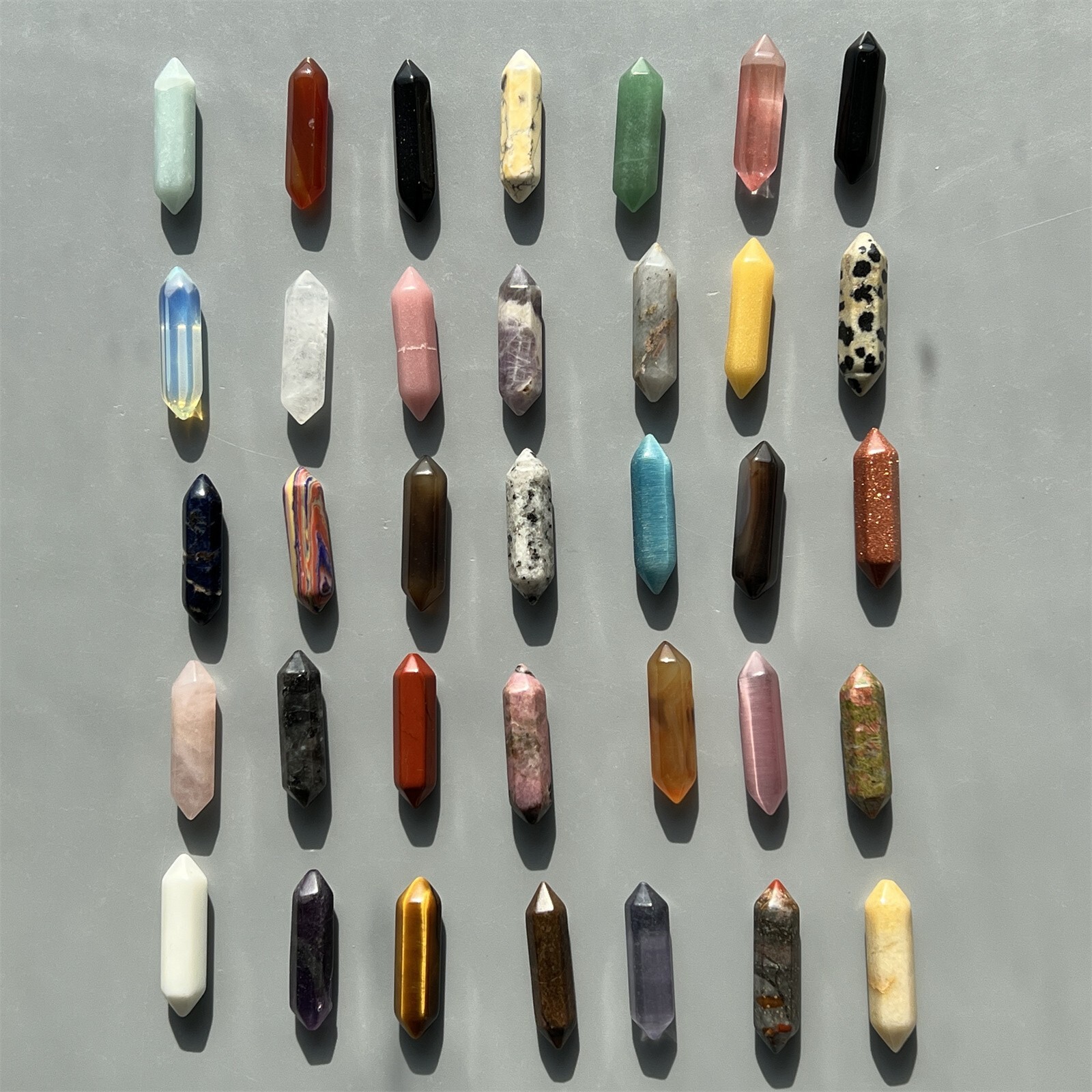 Top! Wholesale Natural Obelisk Mixed Quartz Crystal Wand Double Point gem 10pcs