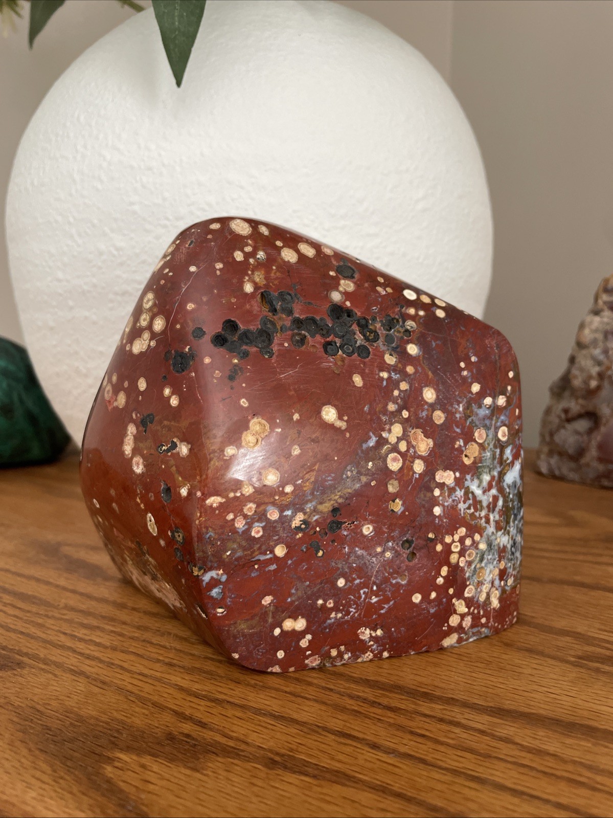 LARGE Red orbicular Jasper / 3056g / Hand Carved And Polished / Cabochon