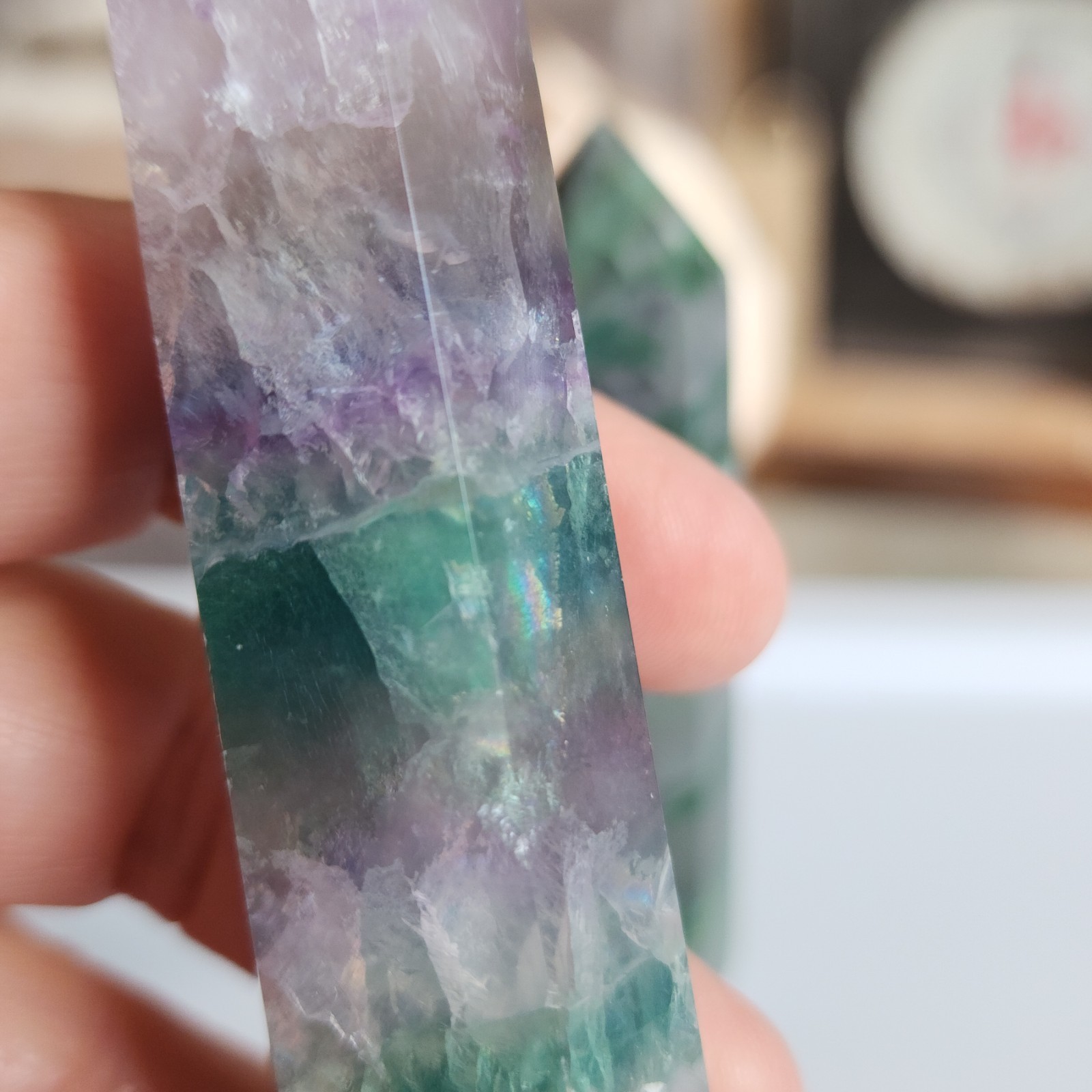 Lot Of 2 Towers Rainbow Fluorite & Moss Agate – 266g – USA
