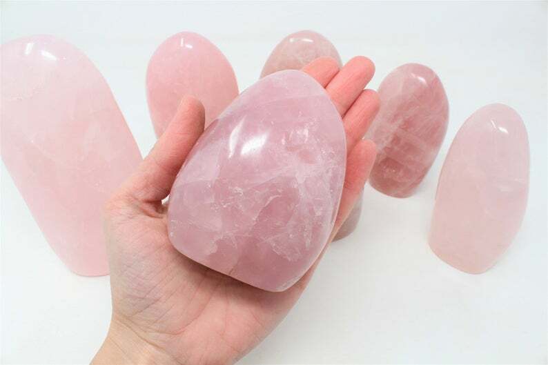 Rose Quartz Polished Freeform, Large Free Standing Cut Base, Specimens