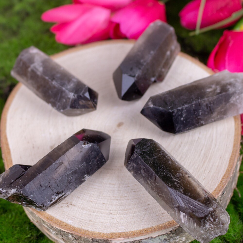 Smoky Quartz Point Natural Smoky Crystal Point Rough Smokey Quartz Point Wand.