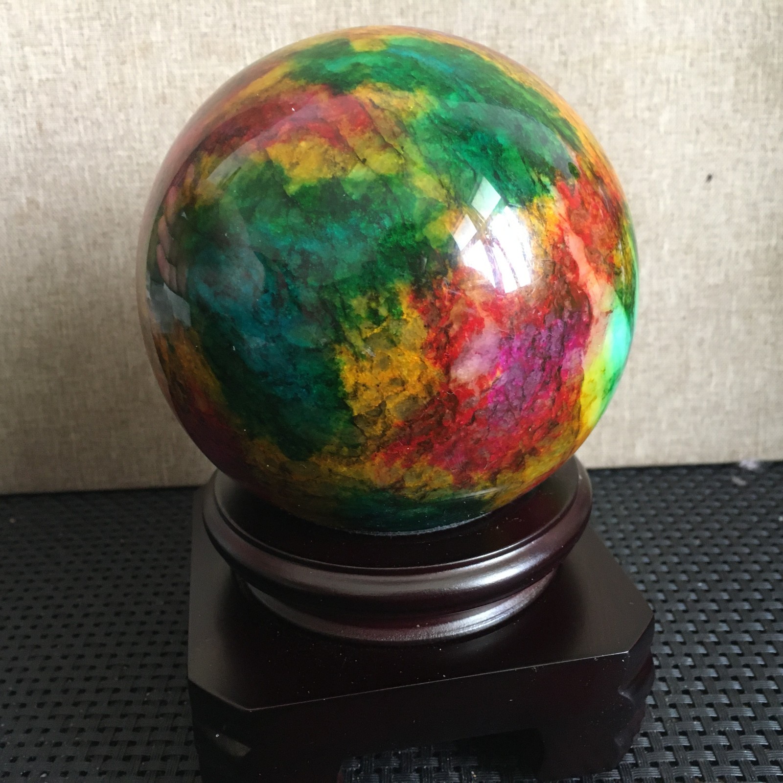 1496g “Seven Colors Jade” crystal sphere specimen -Taiwan China