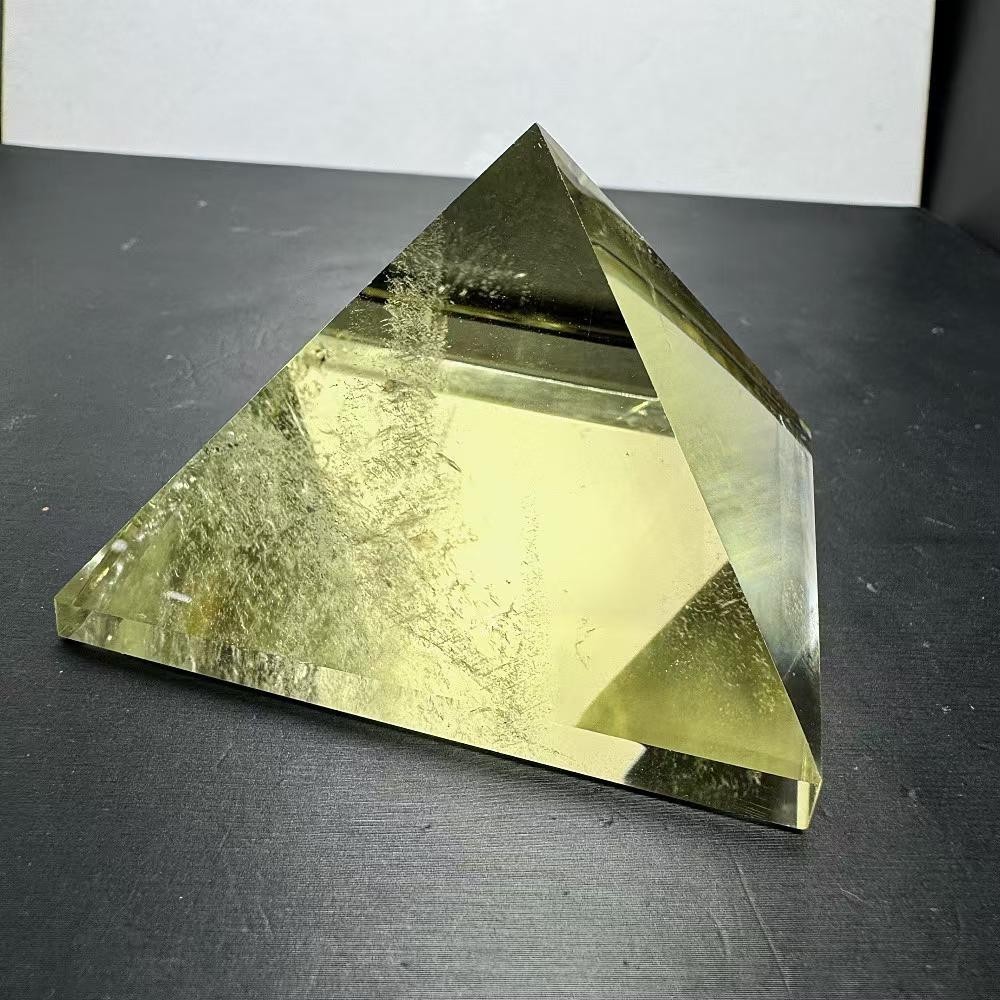320g Natural Citrine Quartz Carved Pyramid Crystal Reiki Healing Decor