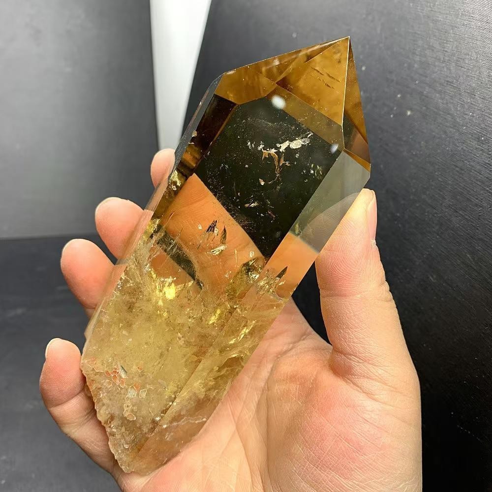 1.32LB Natural Citrine Quartz Obelisk Energy Crystal Tower Point Reiki+Stand