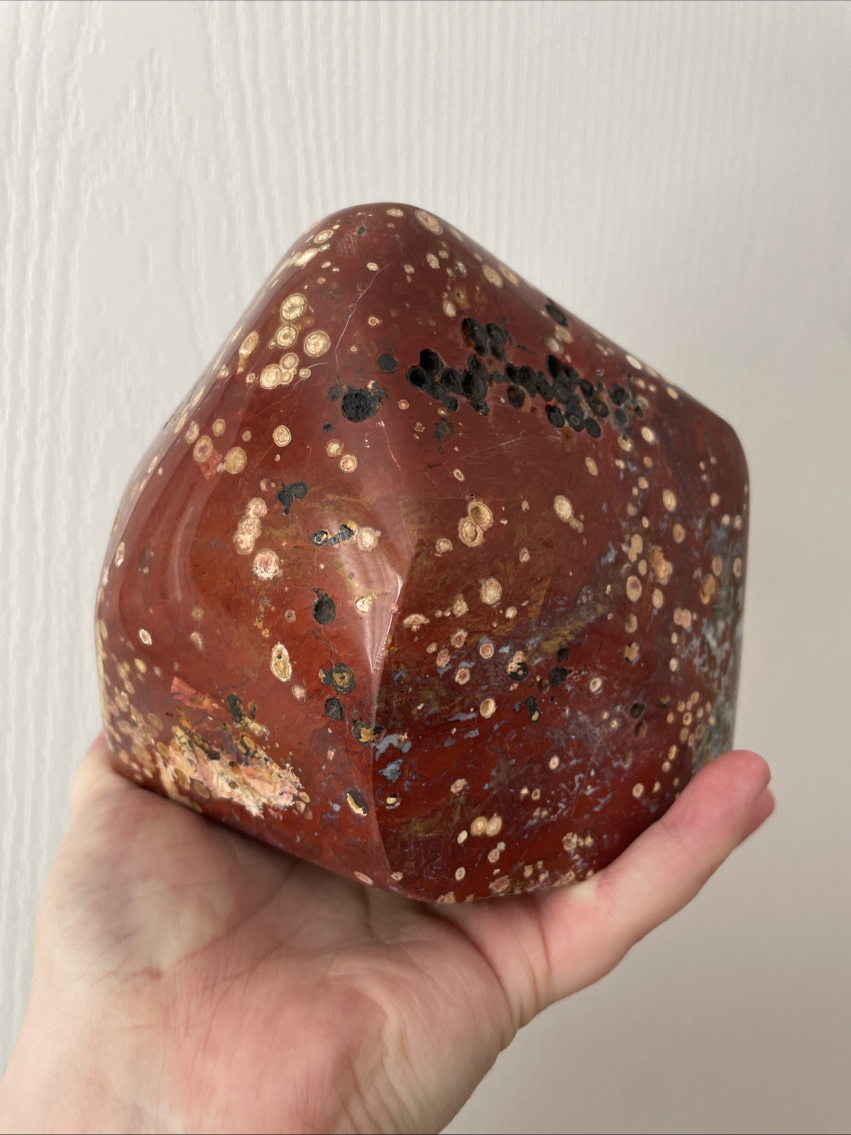 LARGE Red orbicular Jasper / 3056g / Hand Carved And Polished / Cabochon