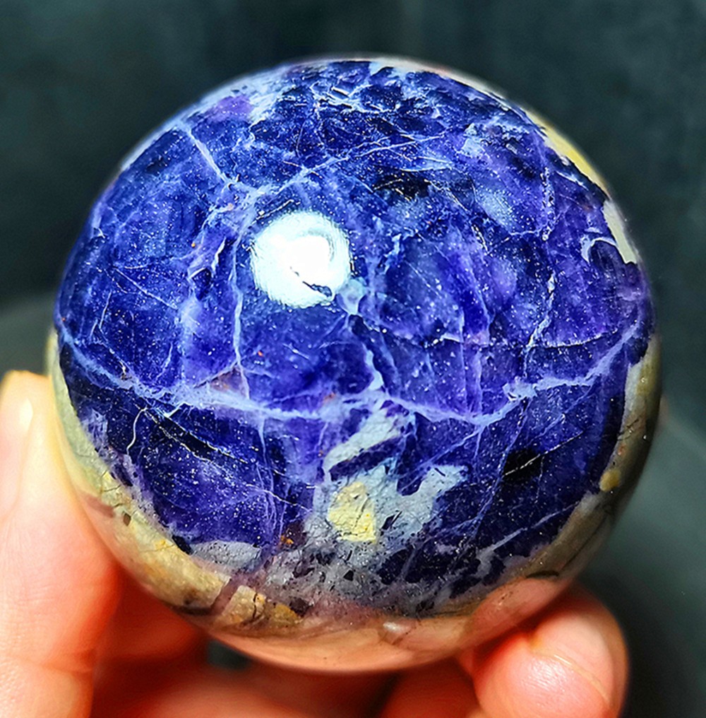 TOP 380.6g Natural Purple Lilac Snowflake Fluorite Quartz Crystal Sphere WD2259