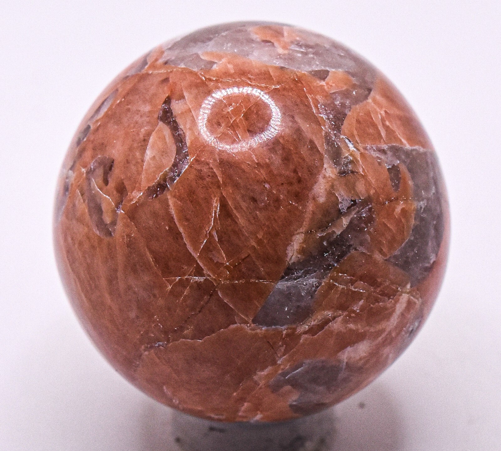 36mm Peach Moonstone w/ Quartz Sphere Polished Feldspar Crystal Mineral – India