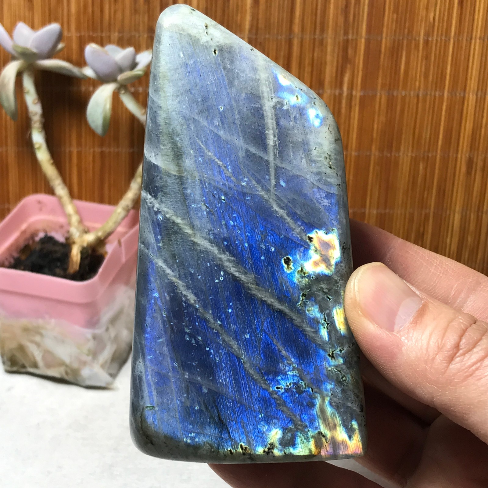 108-53-40mm Natural Labradorite Crystal gemstone Polish Mineral Specimen A3327