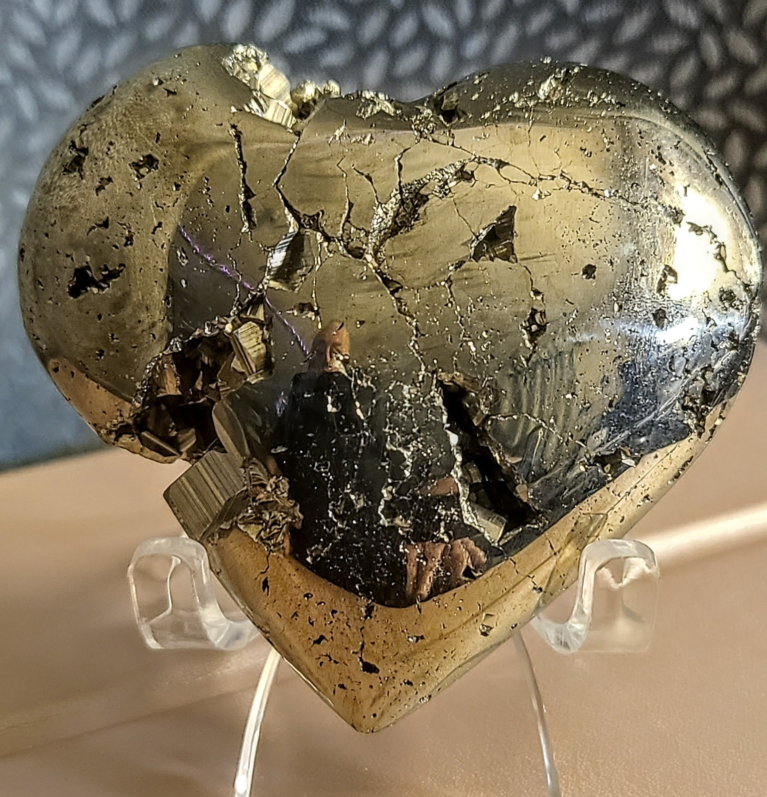 Golden Druzy Peruvian Pyrite Crystal Heart #5