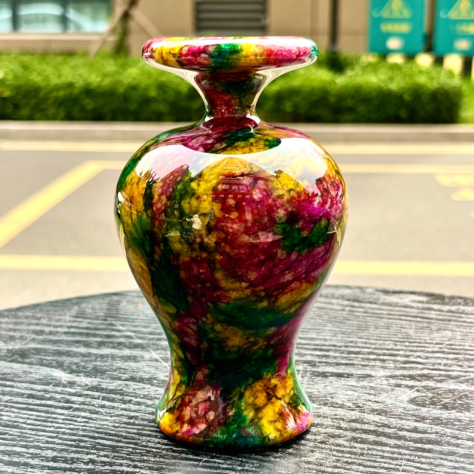 1.98LB Natural “Seven Colors Jade” vase specimen -Taiwan China
