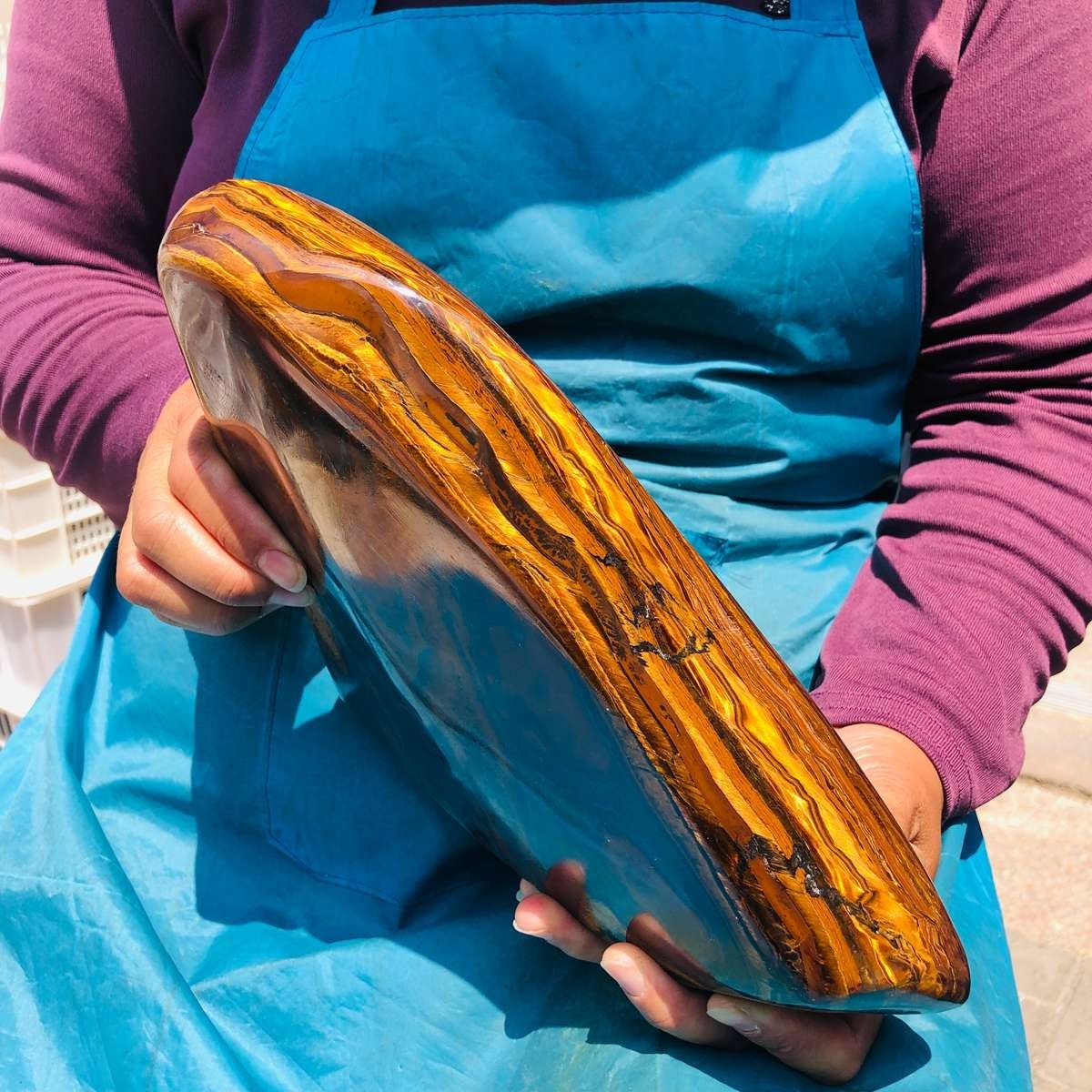4980G Large Natural Tiger’s Eye Quartz Crystal Rough Mineral Specimen MH5345