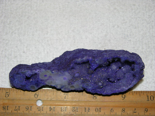 Geode cut & polished half with colored crystal center 4.5 inch E86