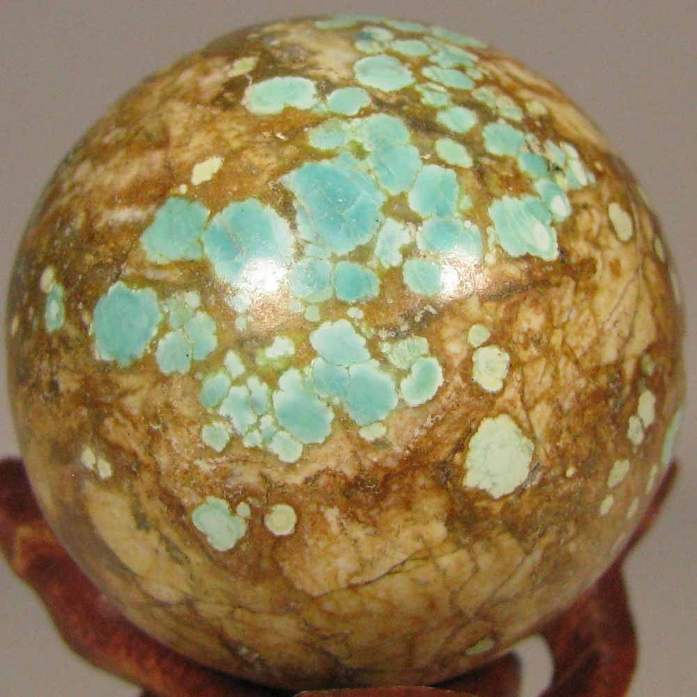 40mm TURQUOISE Gemstone Sphere Ball w/ Stand – Nevada Number 8 Mine