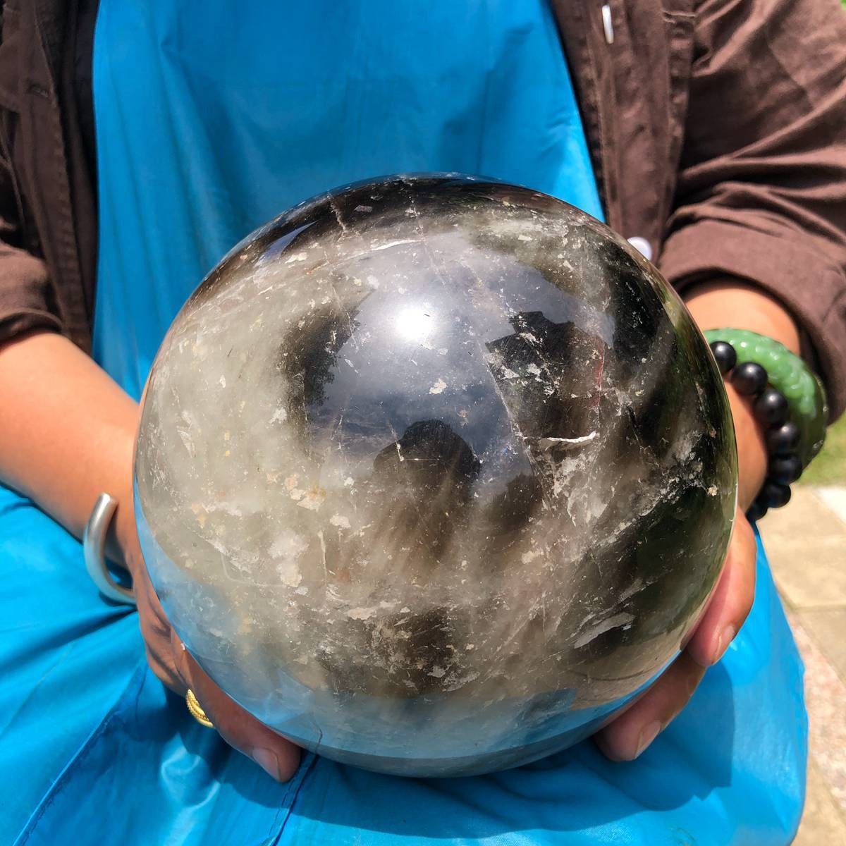 5950g Rare NATURAL Black Stone Ball Crystal Polishing Ball Treatment for