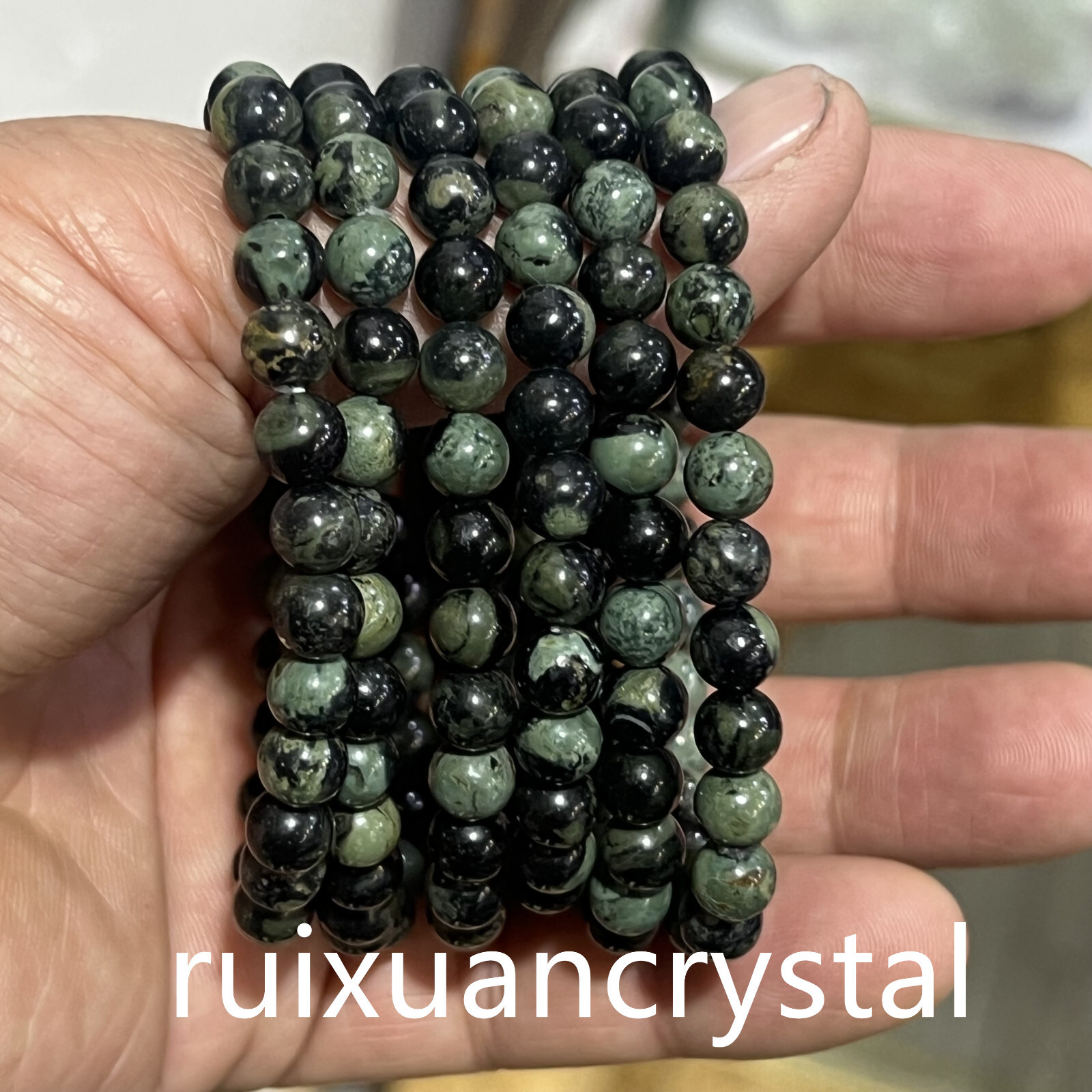 Wholesale Lot 6pcs Natural Peacock’s eye stone 6 mm 7.5″Crystal Stretch Bracelet
