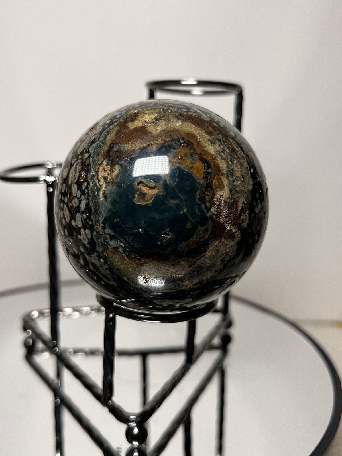 Ocean Jasper 3 Piece Sphere Set with Holder 63mm-67mm -See Pics for Measurements