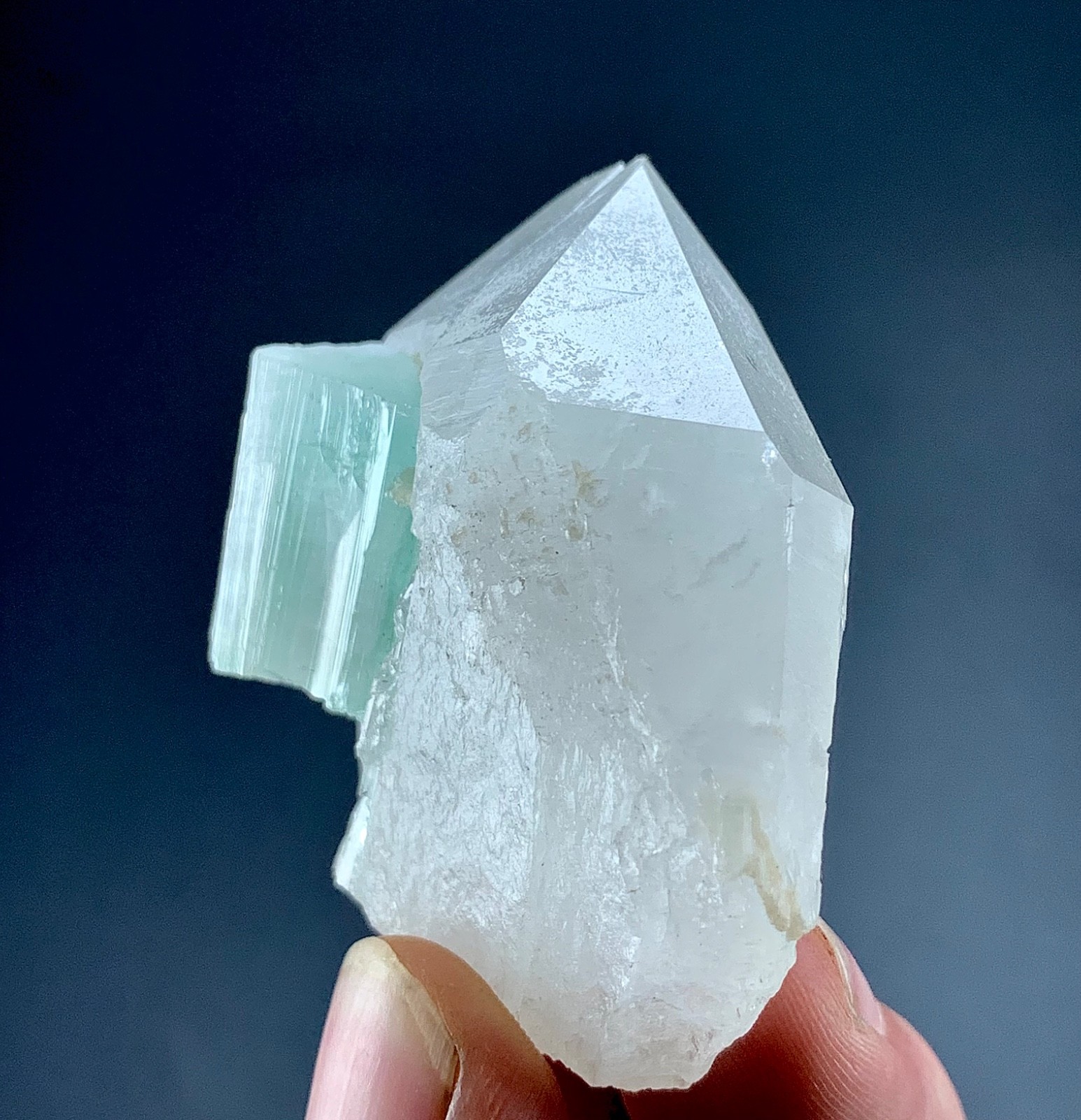 199 CTs Green Tourmaline Crystal With Quartz Attached specimen from Afghanistan