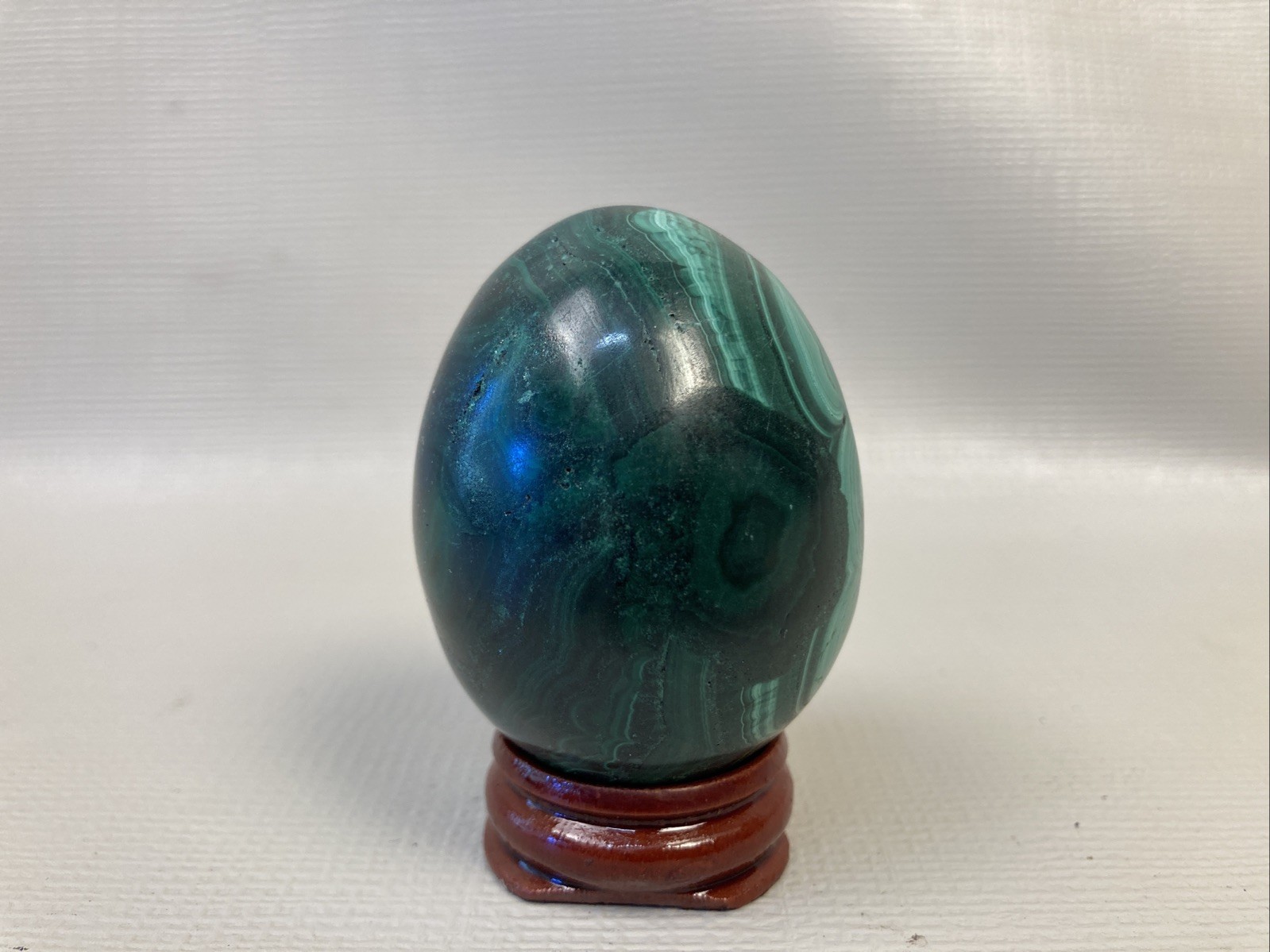 Natural Solid Green Malachite Egg Polished Gemstone 160g 2.25 inches W/ Stand