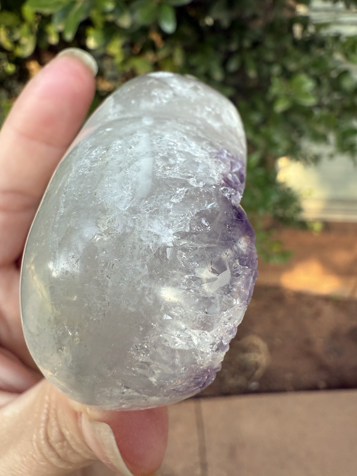 Full Quartz Purple Amethyst Crystal Heart Carved And Polished 6.8oz 62mm X 64mm