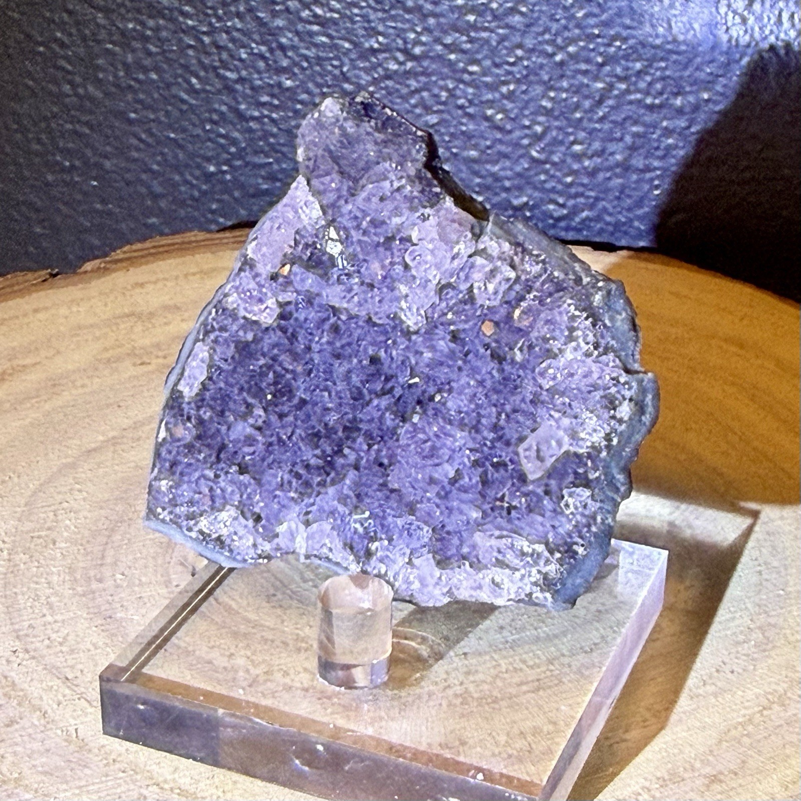 Purple Amethyst Crystal Cluster Geode Display Specimen