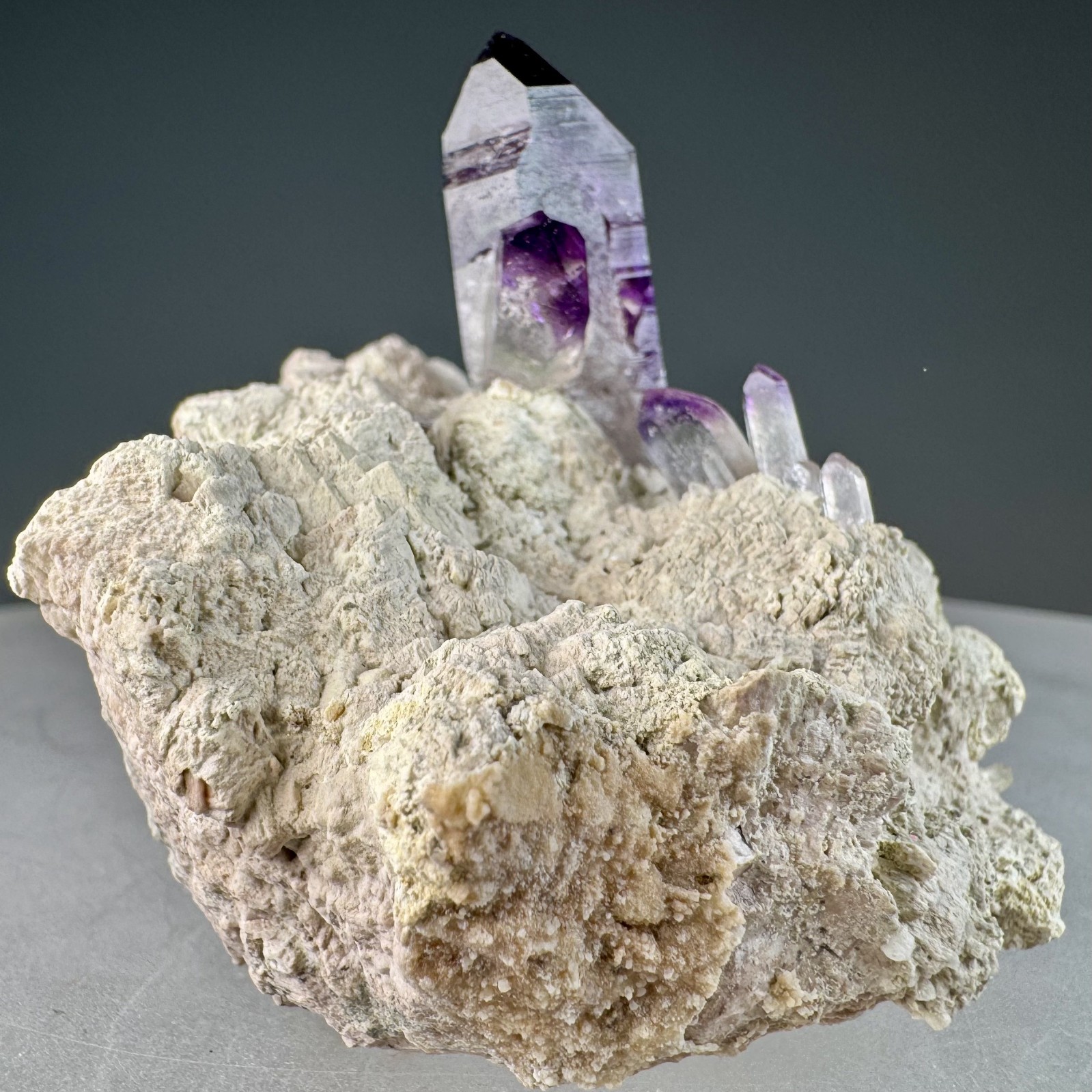Fine Amethyst Crystals on Microcline: Brandberg Complex, Brandberg Area, Namibia