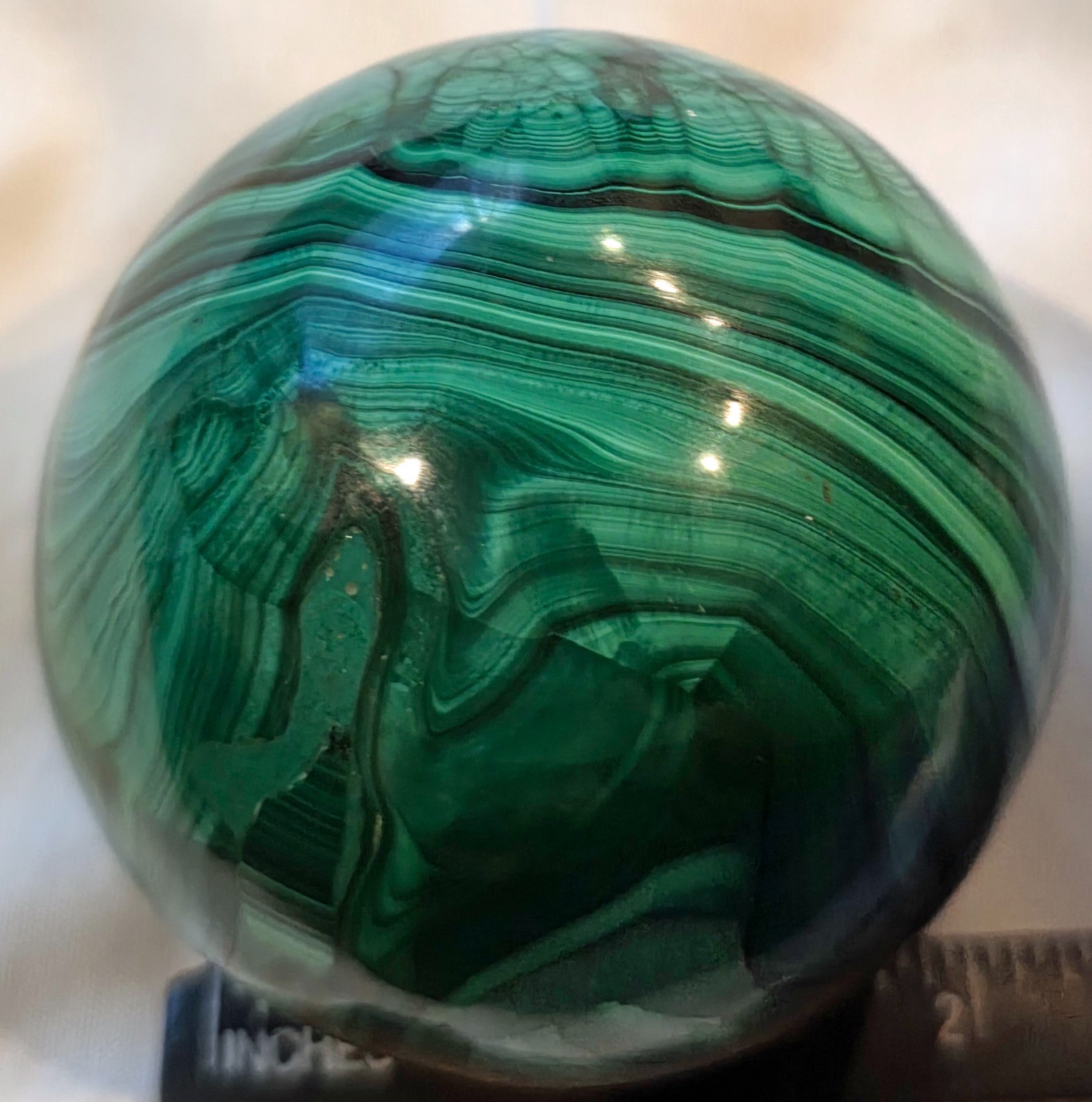 Beautiful 2 1/2″ Diameter Malachite Sphere