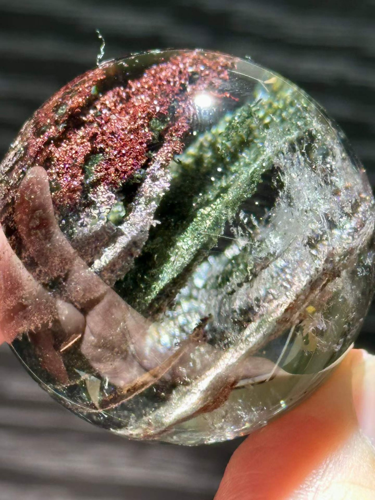 40mm Natural Color Phantom Quartz Sphere Energy Crystal Ball Reiki Decor