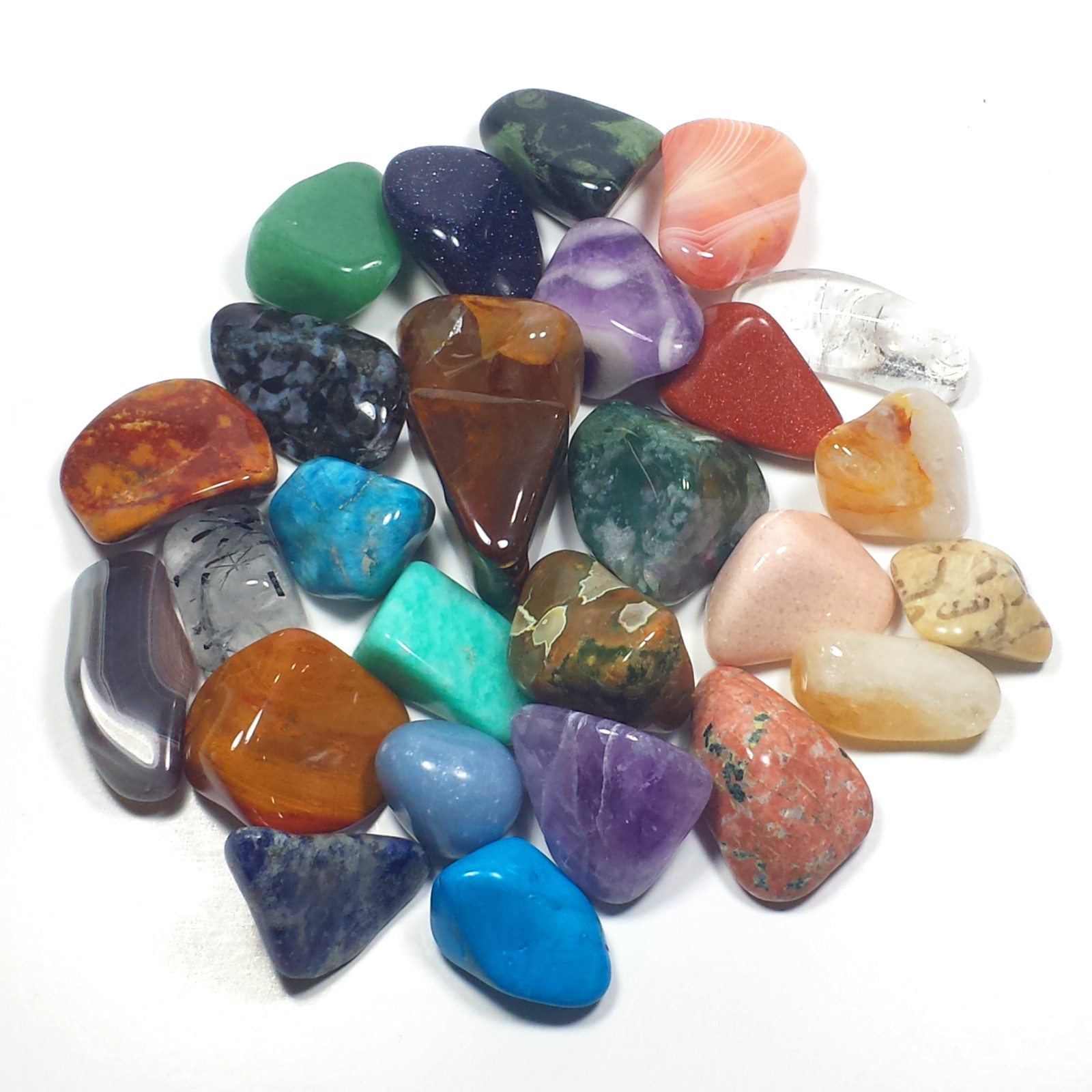 Mixed Agate, Quartz, Jasper Tumbled Polished Crystal Medium Stones, 8-16 oz Lots