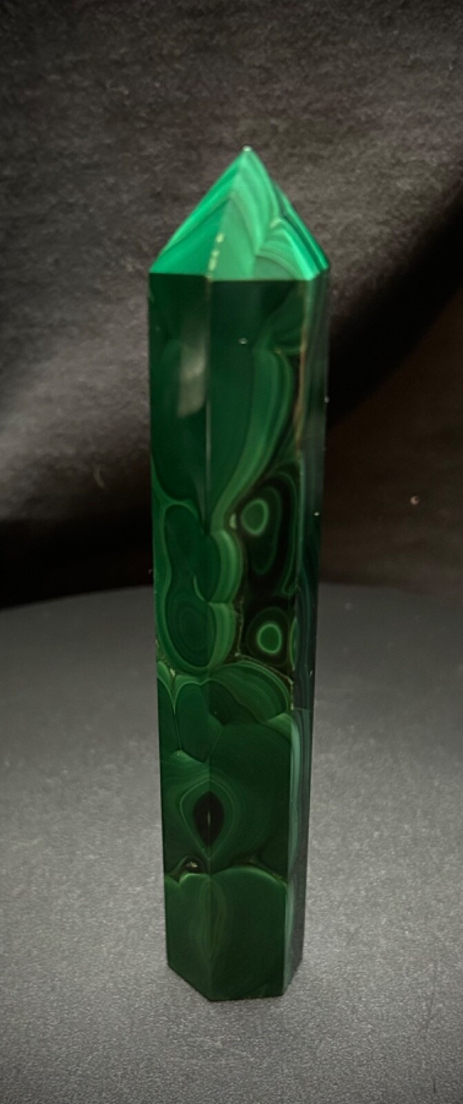 Gorgeous Malachite Tower 5.75″ tall 8oz
