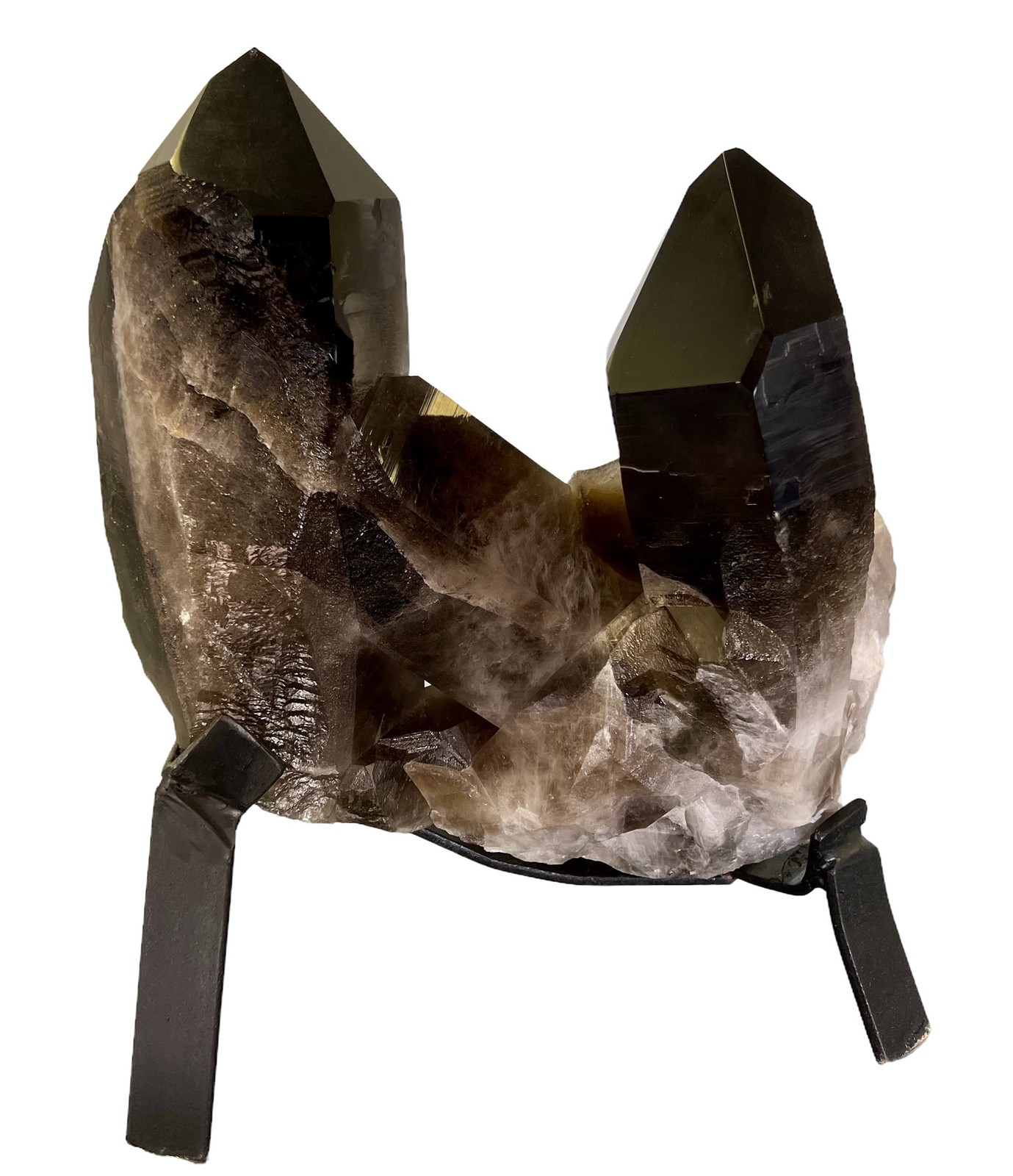 Smoky Quartz on Metal Stand – No.2, Natural Smoky Quartz from Brazil