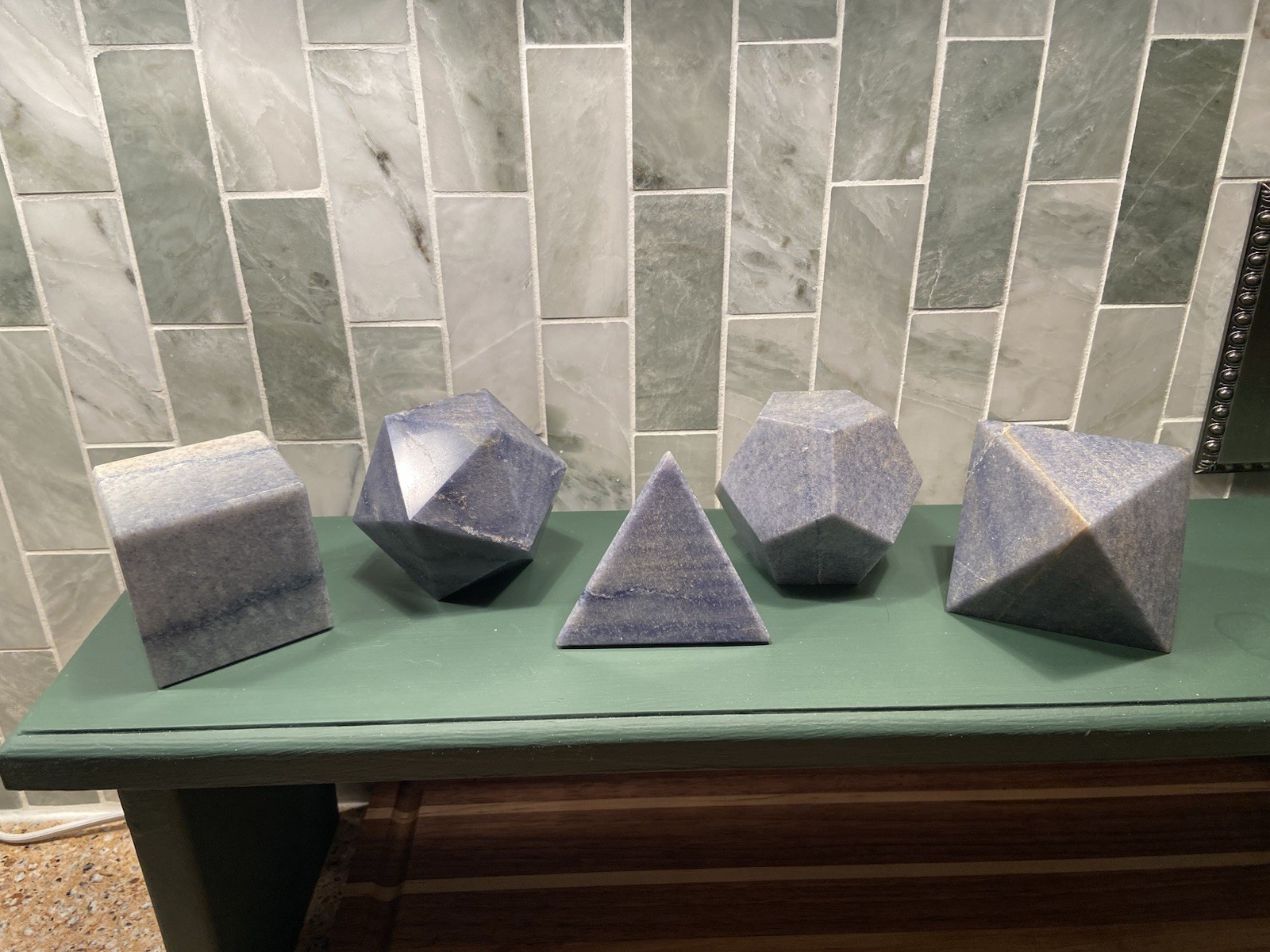 Blue Aventurine Crystal Stone Sacred Geometry Set