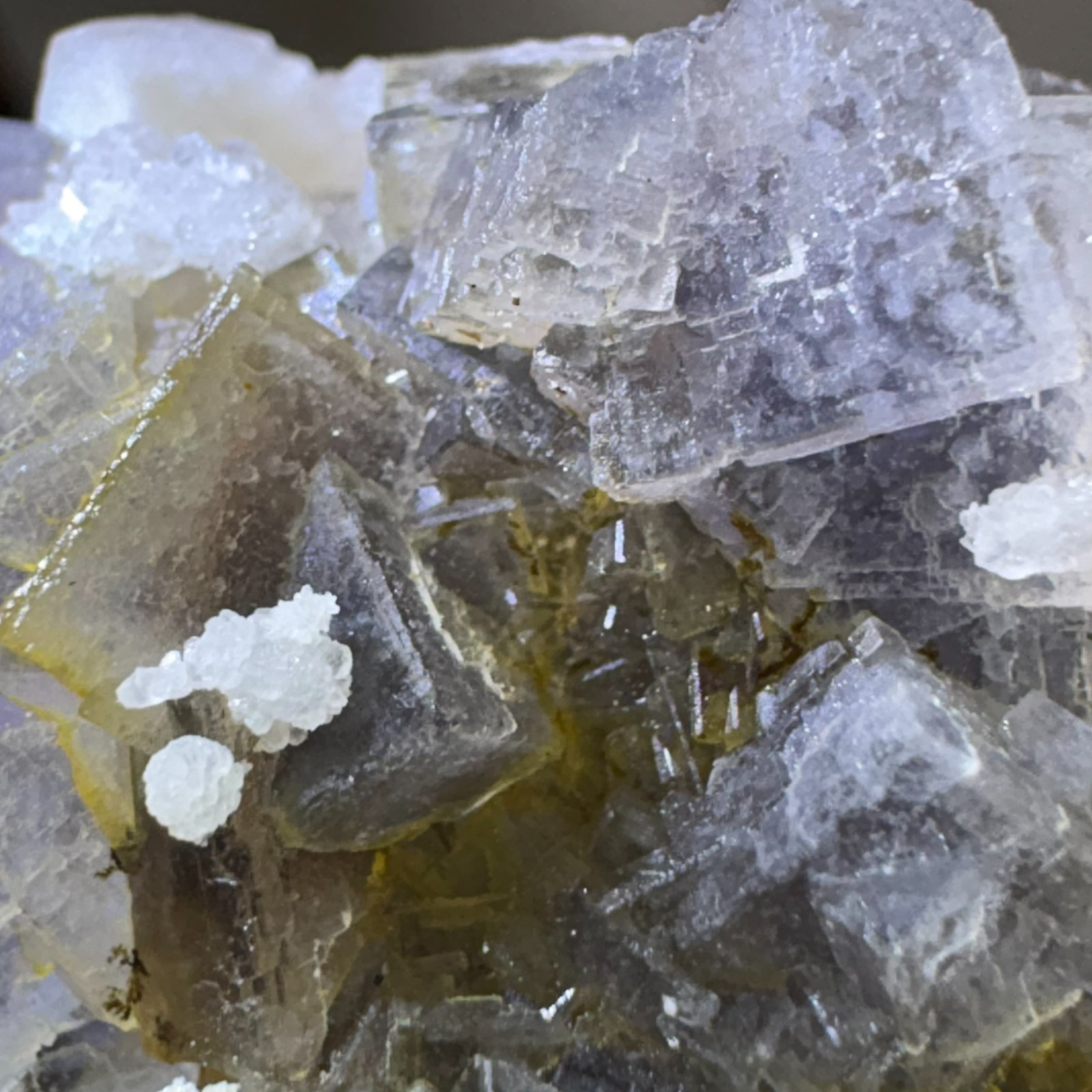 Rare Dual Color Fluorescent Natural Fluorite w/ Gypsum Raw Mineral Specimen