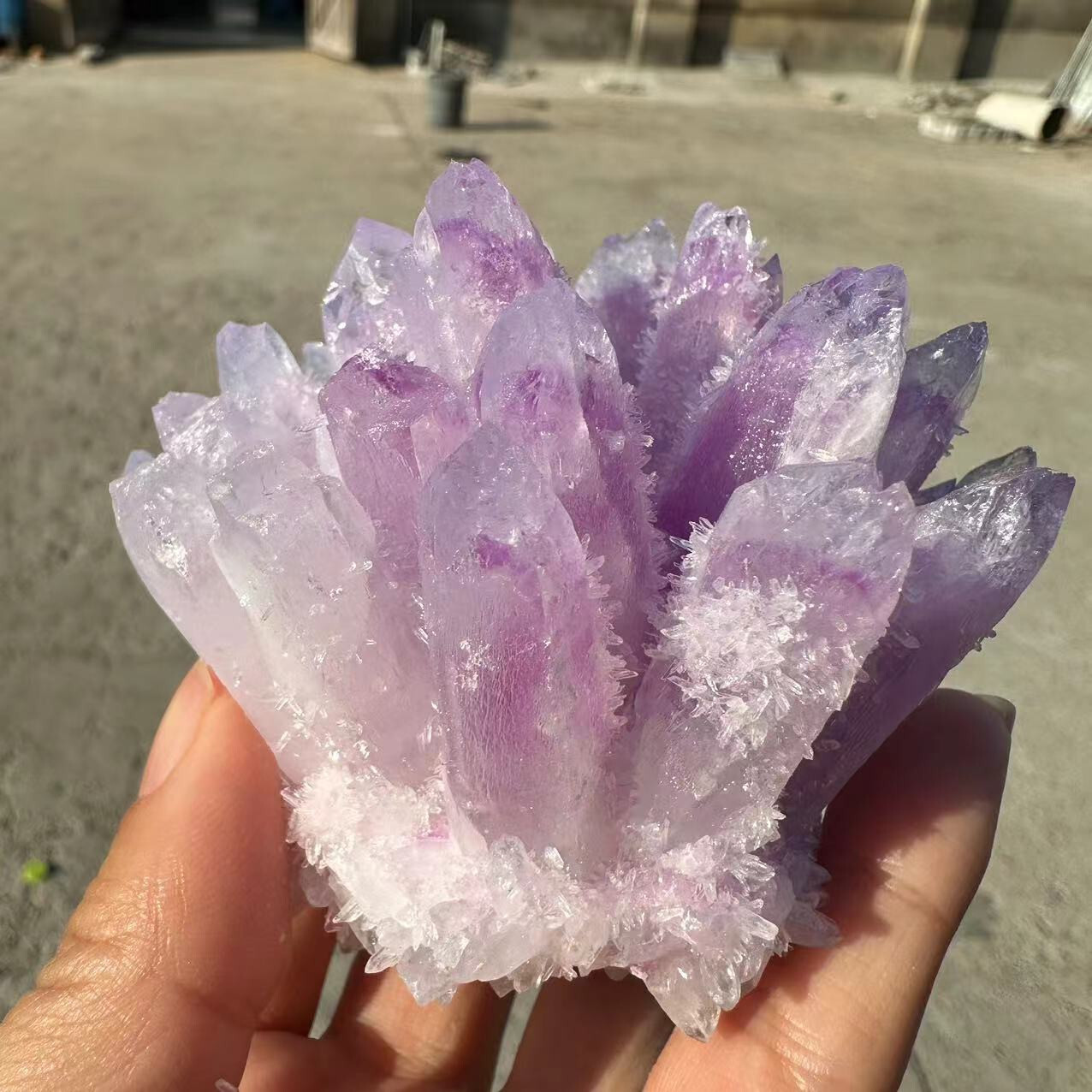 New Find purple pink Phantom Quartz Crystal Cluster Mineral Specimen 300g+
