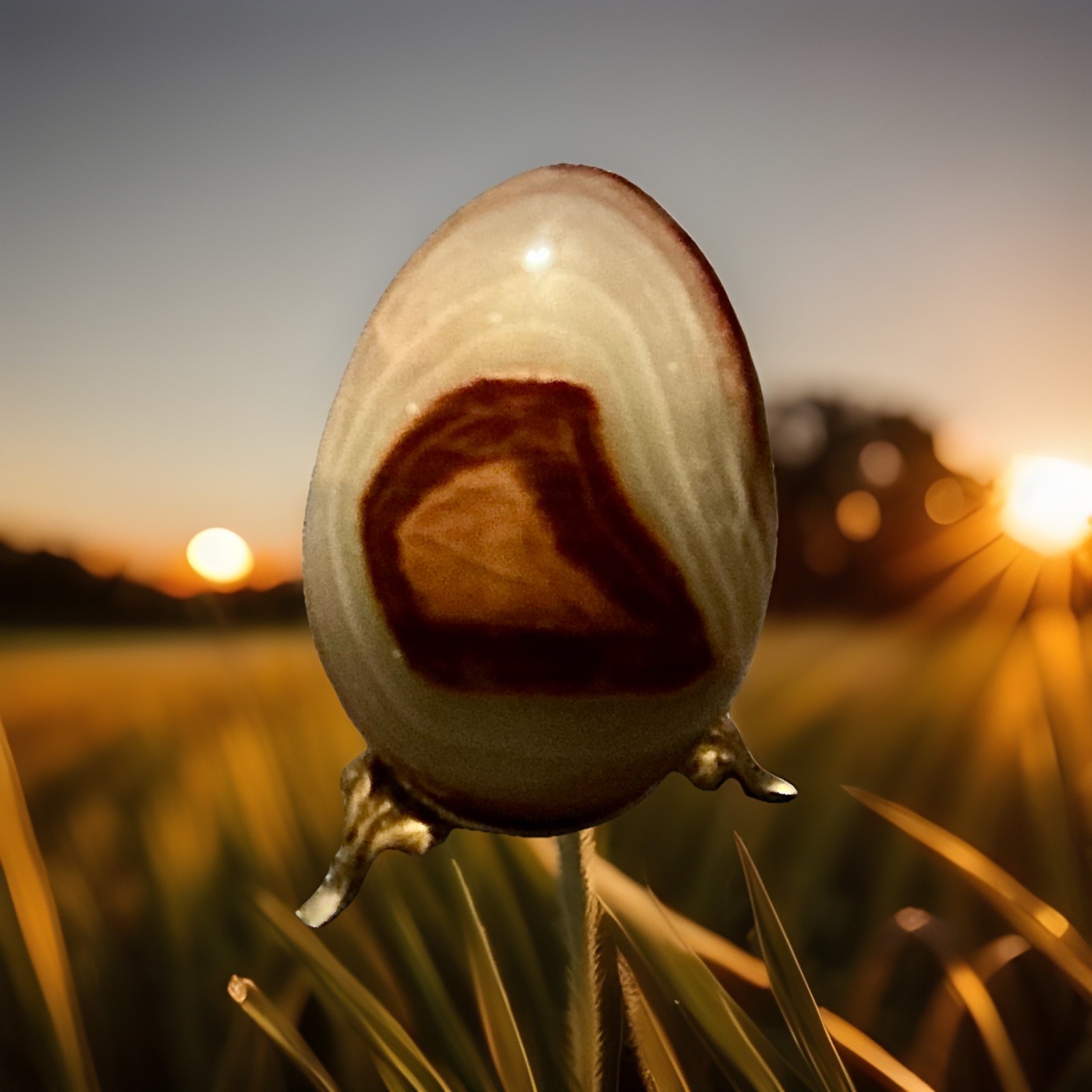 Polished Banded Onyx Egg On Brass Stand