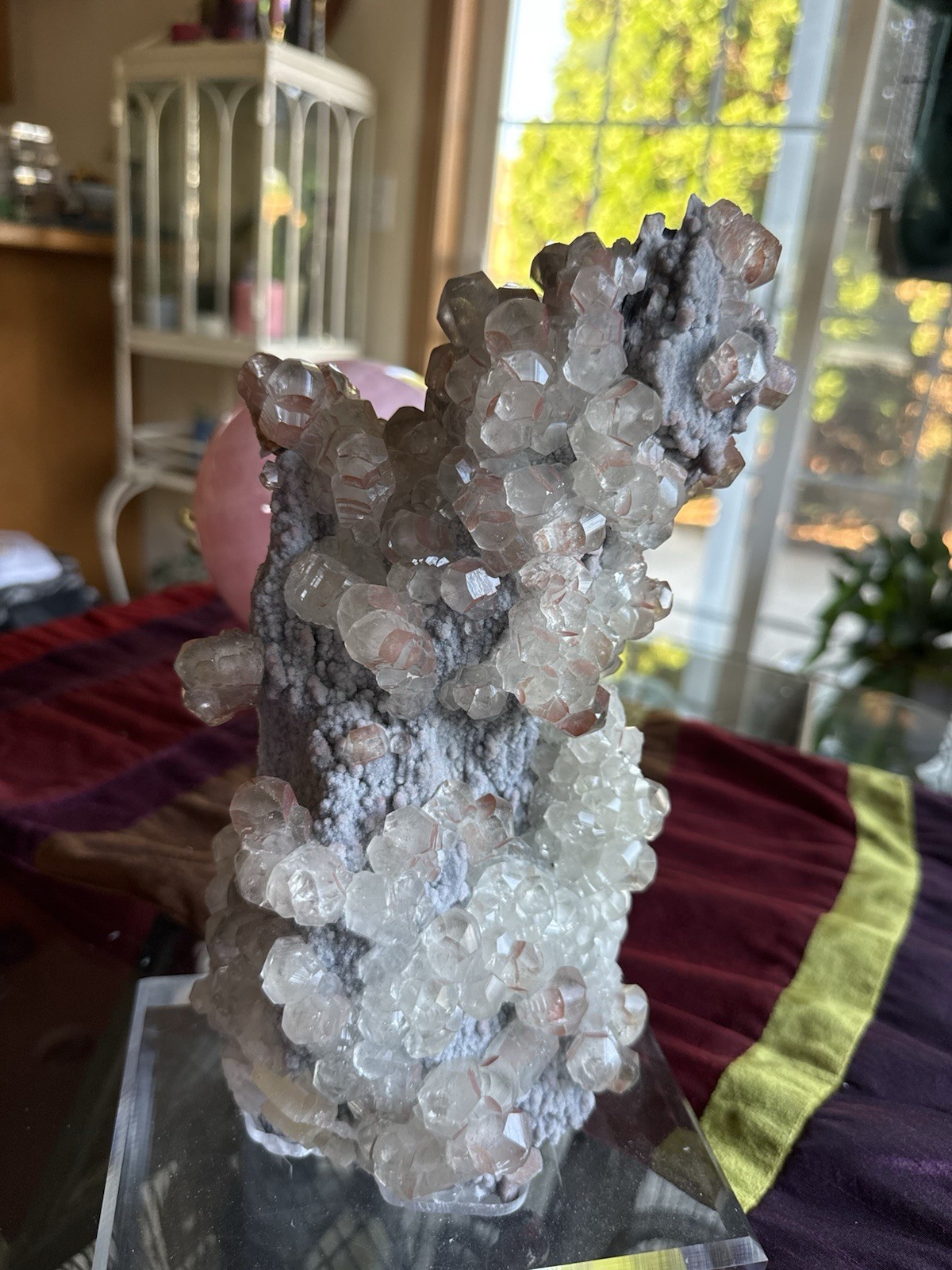 Stunning Collectors Red Benz Calcite Crystal Specimen w/Acrylic Stand 4.8lb