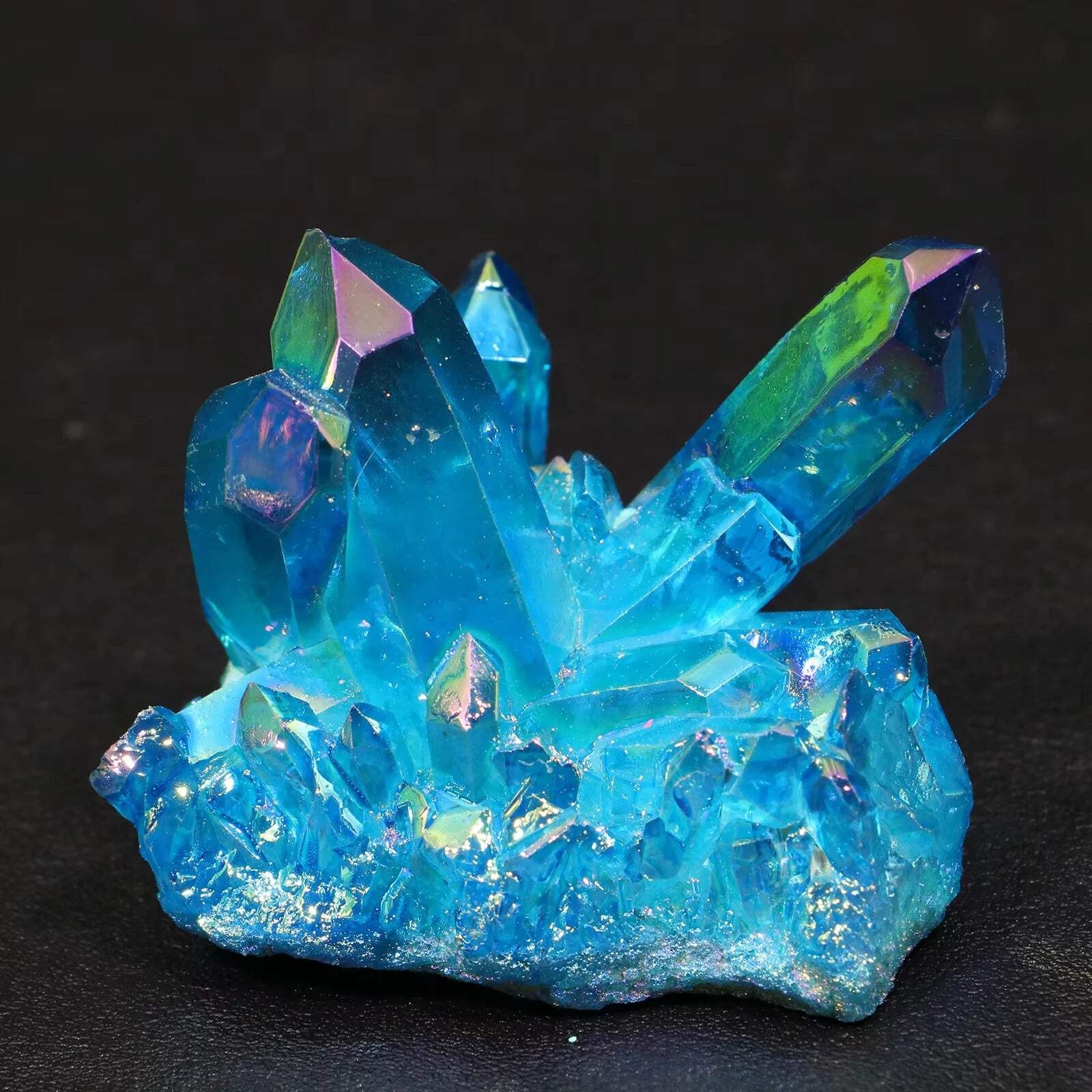 Sky Blue Quartz Natural Stones Electroplating Titanium Crystal Cluster Stone Spe