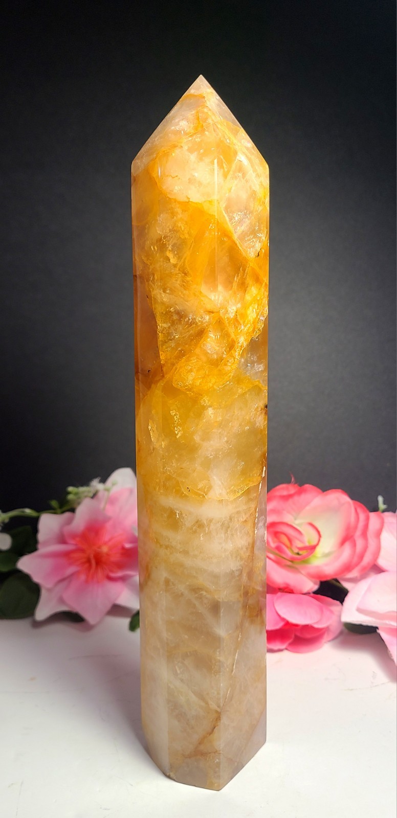 XXX Large 10″ 958g 2.2lb A+ Golden Healer Quartz Tower Generator Wealth Crystal