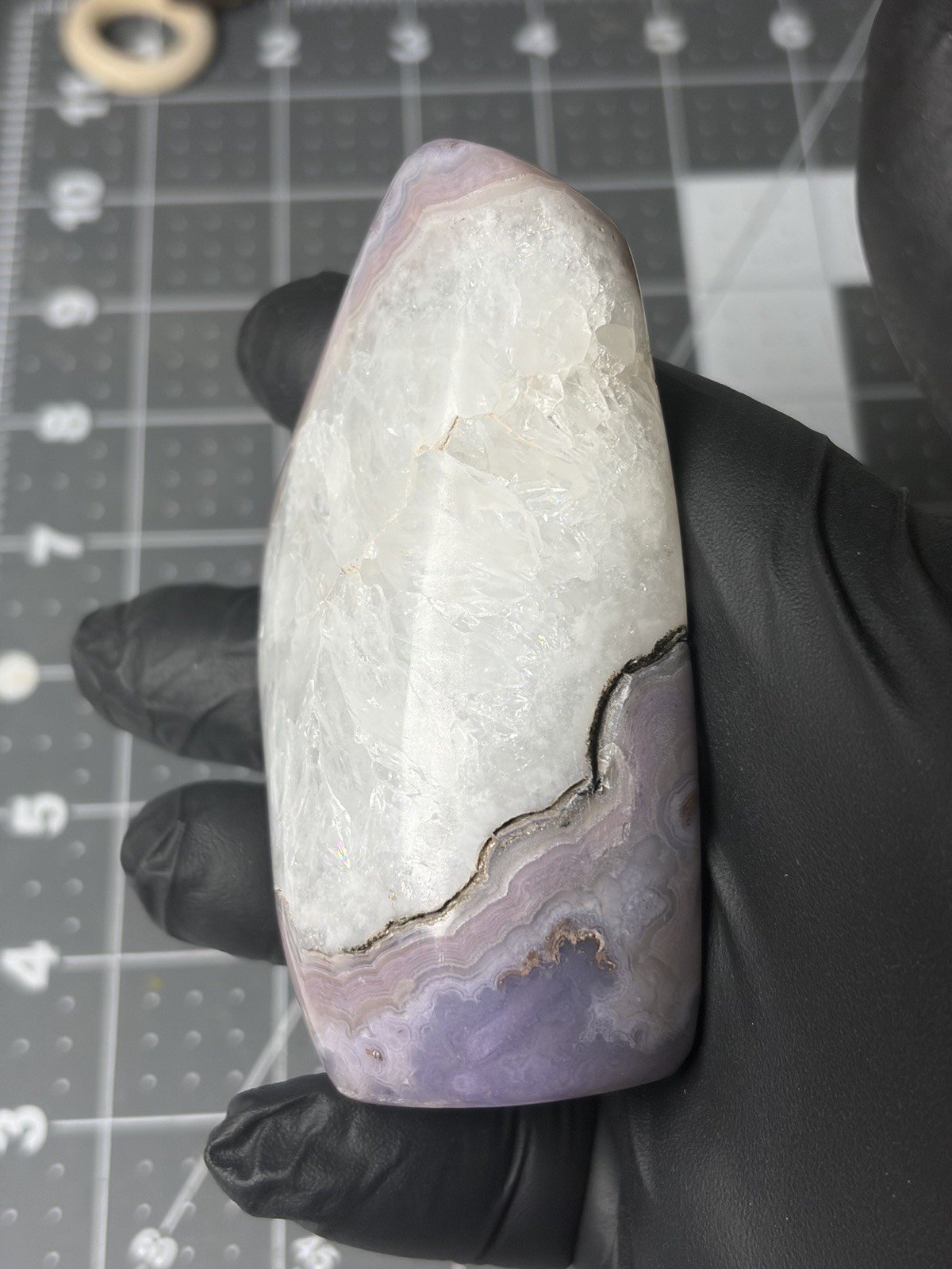 Rare Royal Aztec Lace Agate Free Form Quartz Purple Banding Handmade