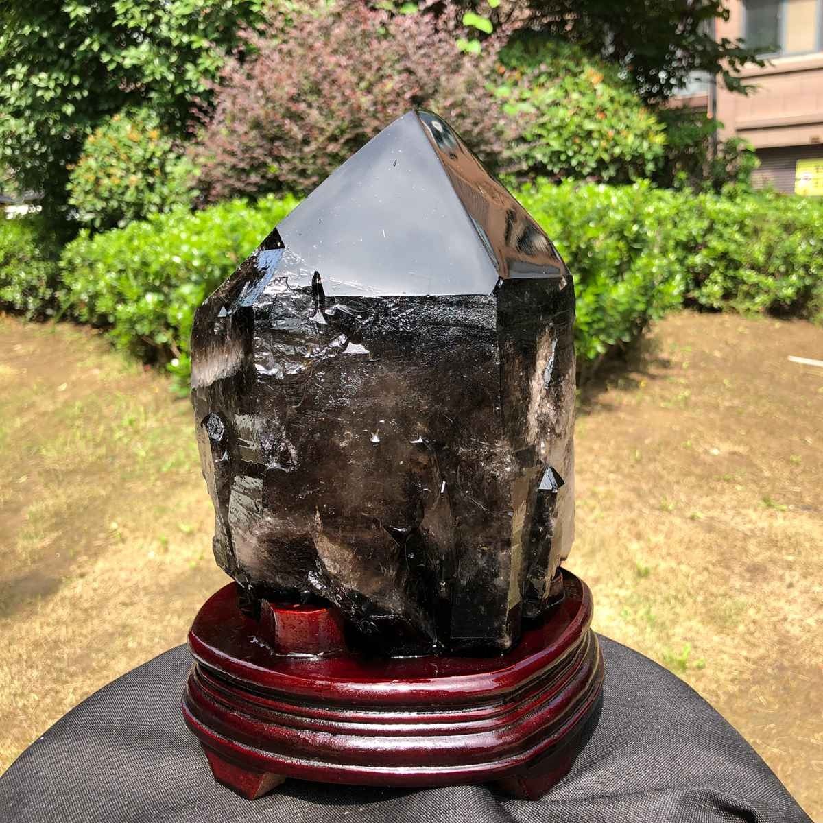 12.78LB Natural Dark tea quartz Crystal Specimen Reiki Mineral Add bracket 1810