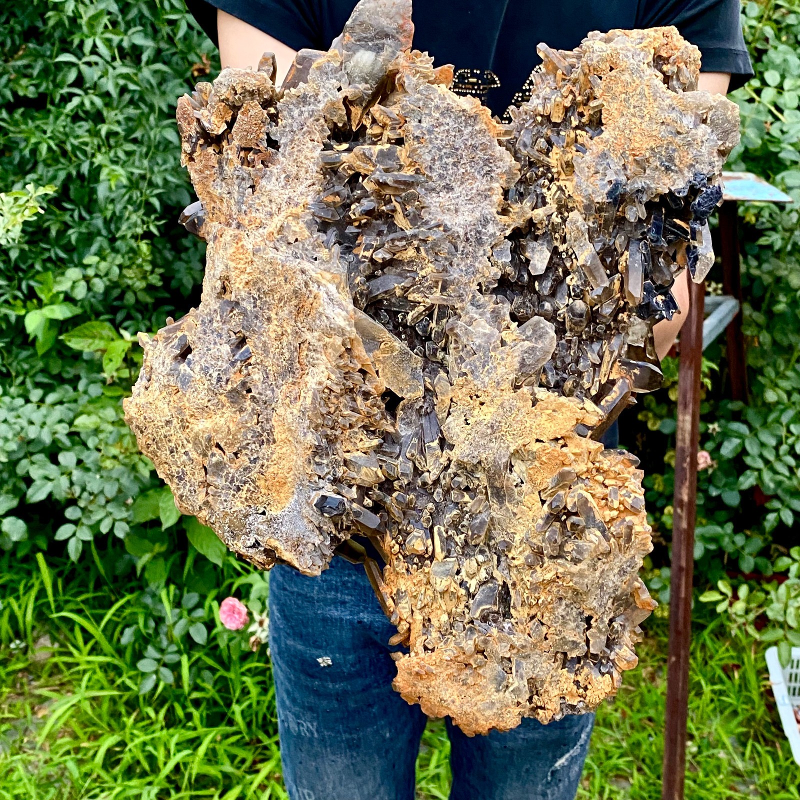 10.8LB Natural Tea black Crystal quartz Cluster Mineral Specimen Healing reiki