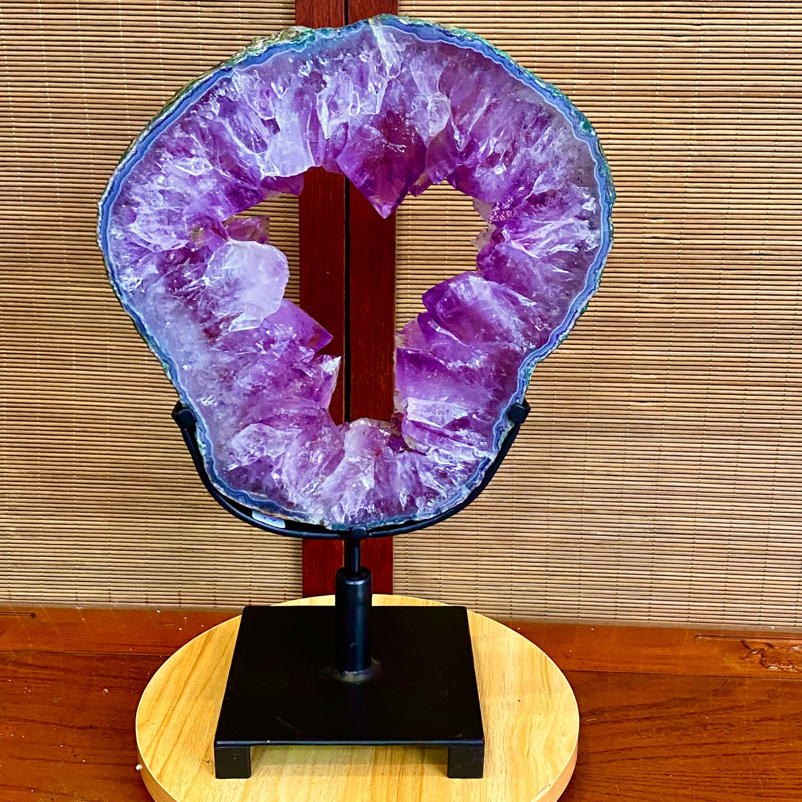 8.4LB Natural Amethyst Cave Crystal Slice Crescent shaped Hand Cut Repai