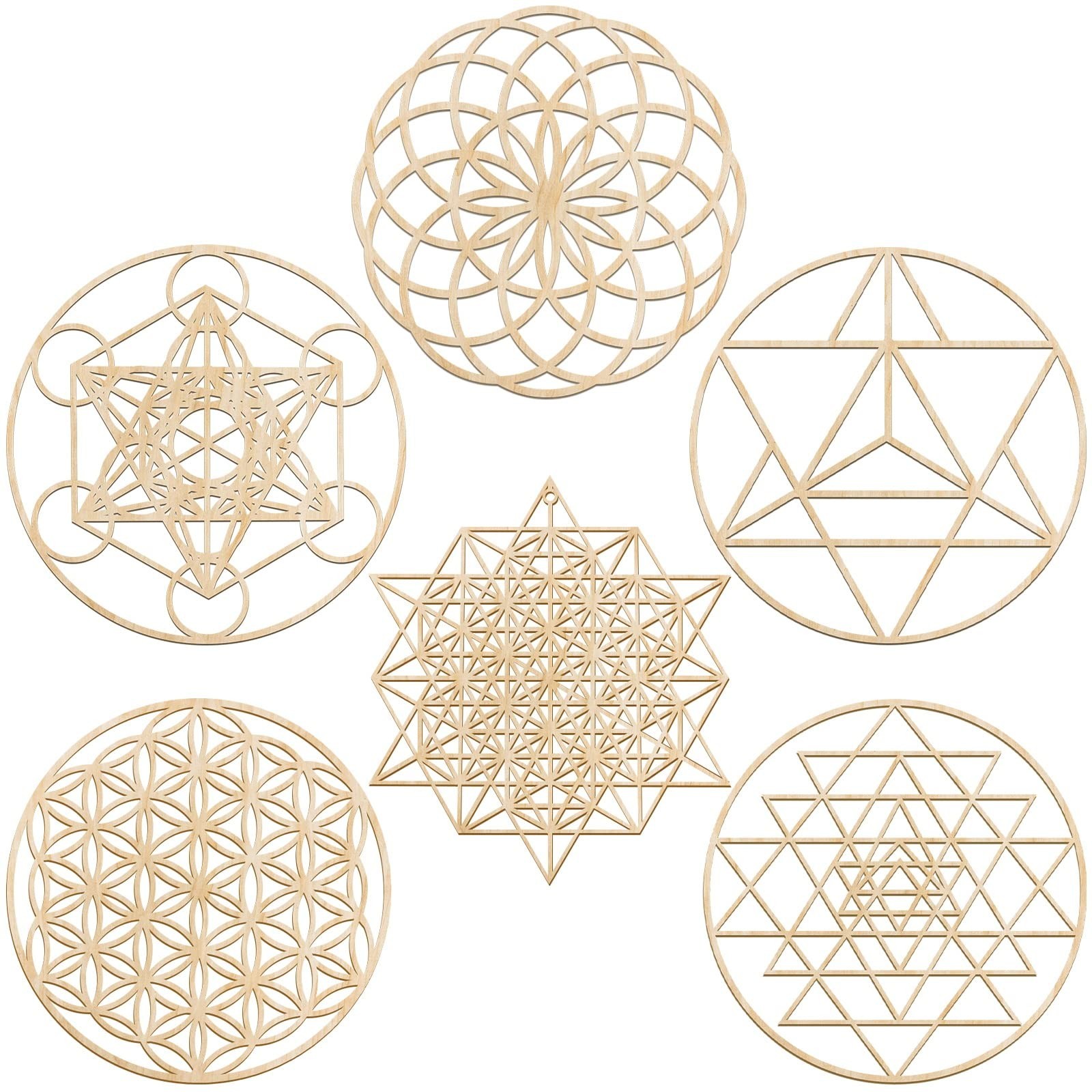 Taiyin 6 Pcs 12 Inch Wooden Sacred Geometry Wall Art Set, Zen Geometric Wall …