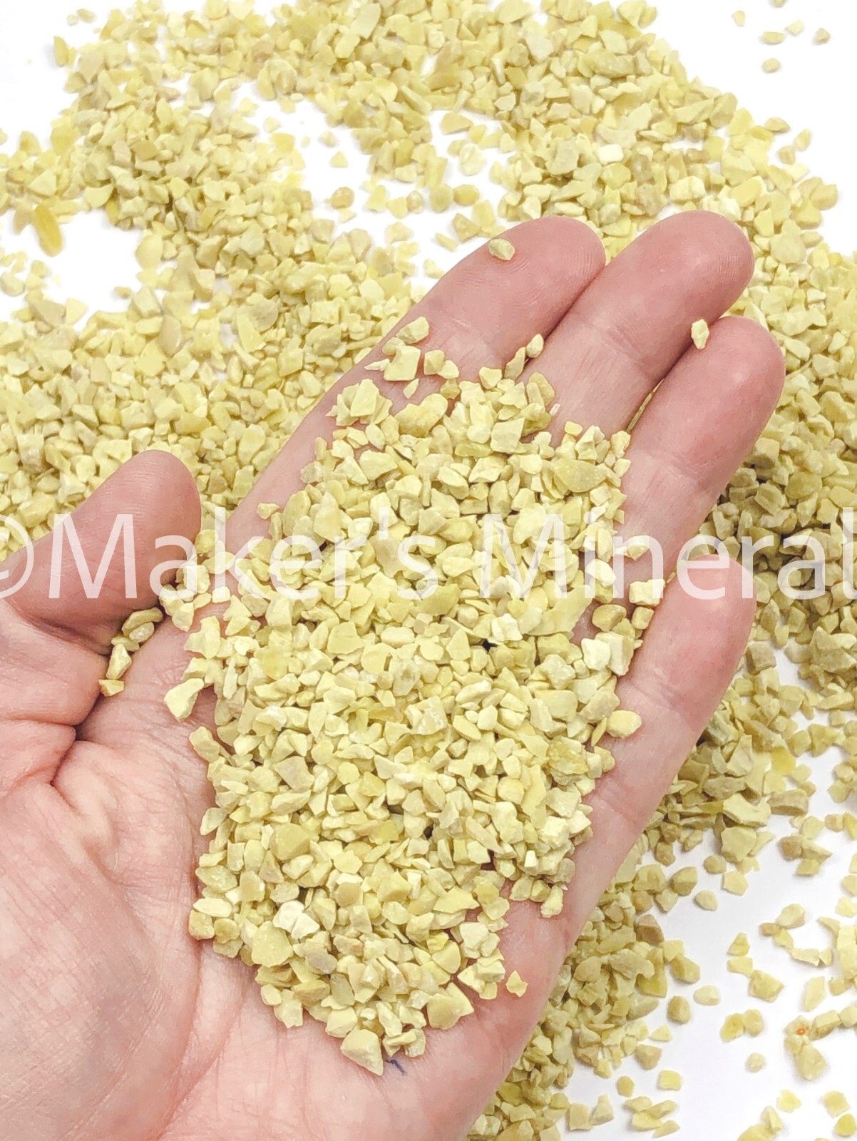 Crushed Yellow Serpentine Chips, 2mm-4mm, for Inlay, Terrariums, Embellishments