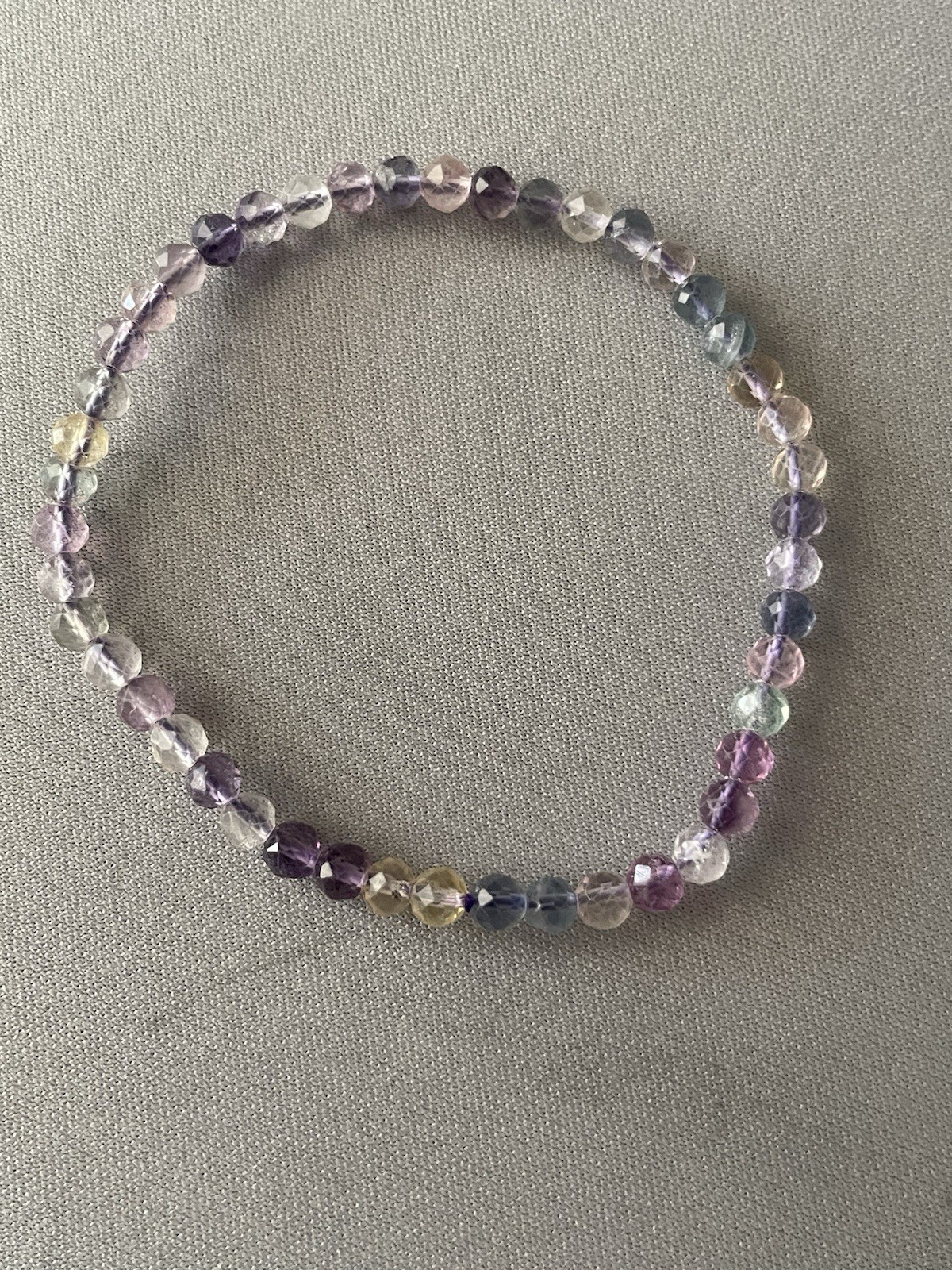 Fluorite Crystal/Gemstone 4mm Faceted Bead Stretch Bracelet