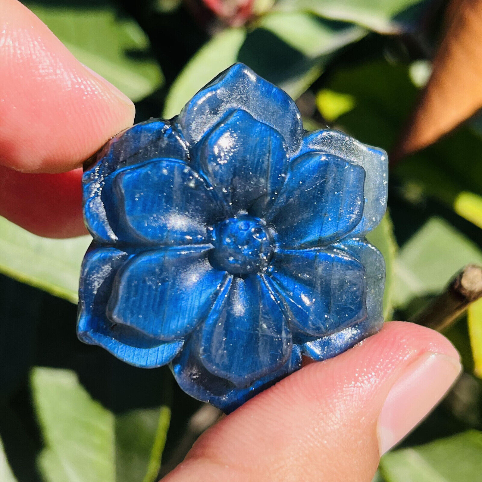Natural Labradorite Quartz Hand Carved Flower Skull Crystal Reiki healing 1pc