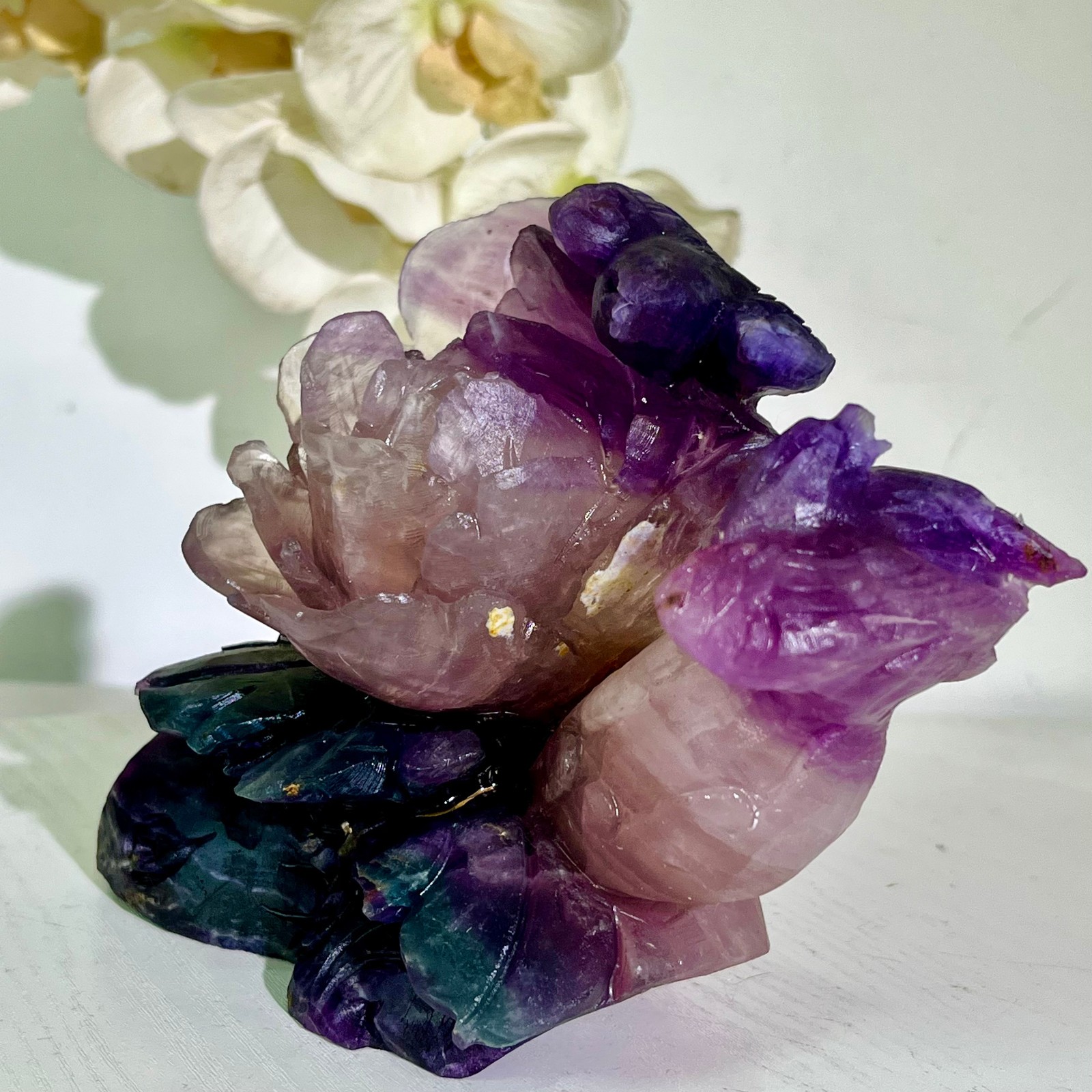 4.18LB Natural fluorite quartz products, hand carved and polished spiritual orn